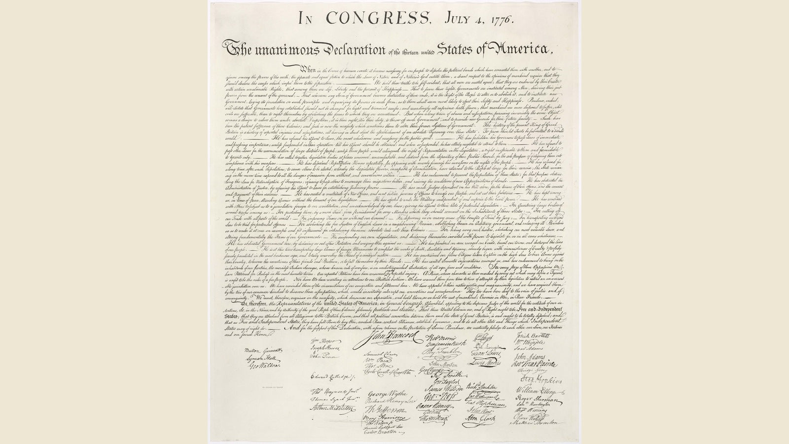 The United States Declaration of Independence, 1776 — William Stone facsimile, 1823