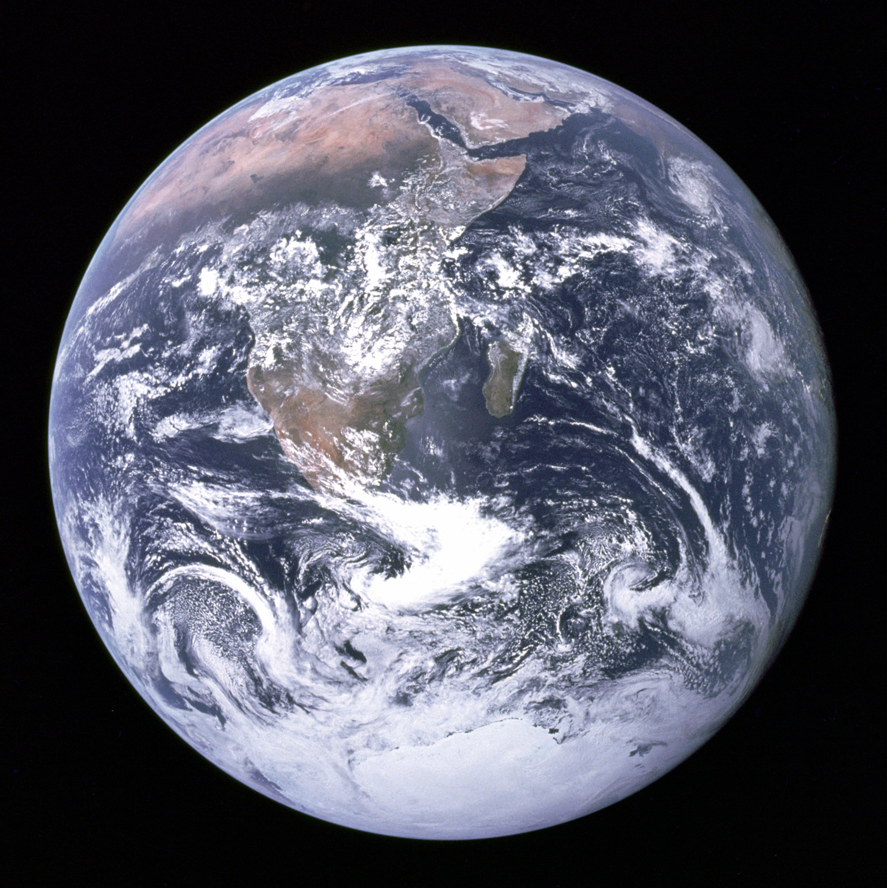 The Blue Marble — Earth photographed by Apollo 17, December 7, 1972 — NASA, public domain