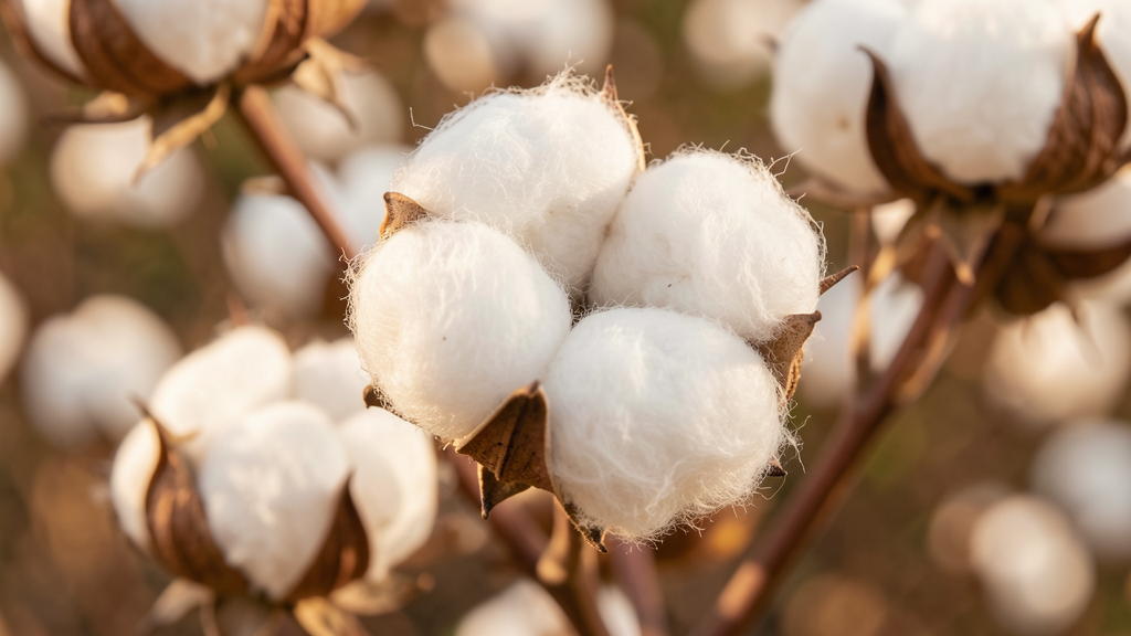 Cotton bolls on the plant — organic cotton for Quoteiac Organic Editions