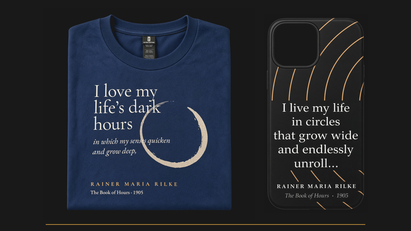 Dark Hours sweatshirt and Circles phone case from Quoteiac on a dark surface