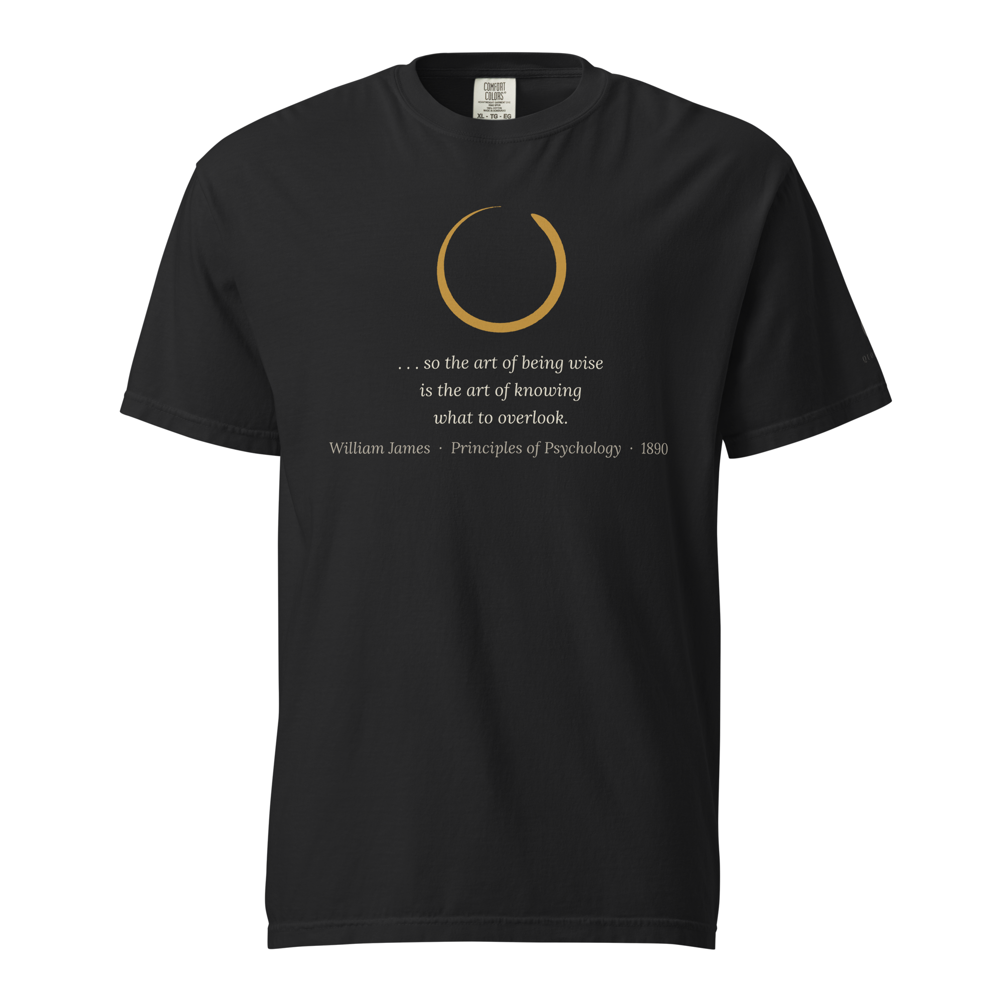 Art of Being Wise — William James — enso open circle above quote — black — front view