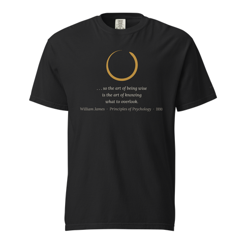 Art of Being Wise — William James — enso open circle above quote — black — front view