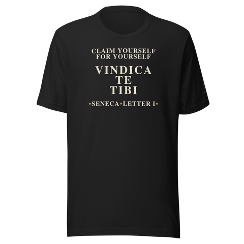 Claim Yourself — Seneca Quote T-Shirt — vintage black — front