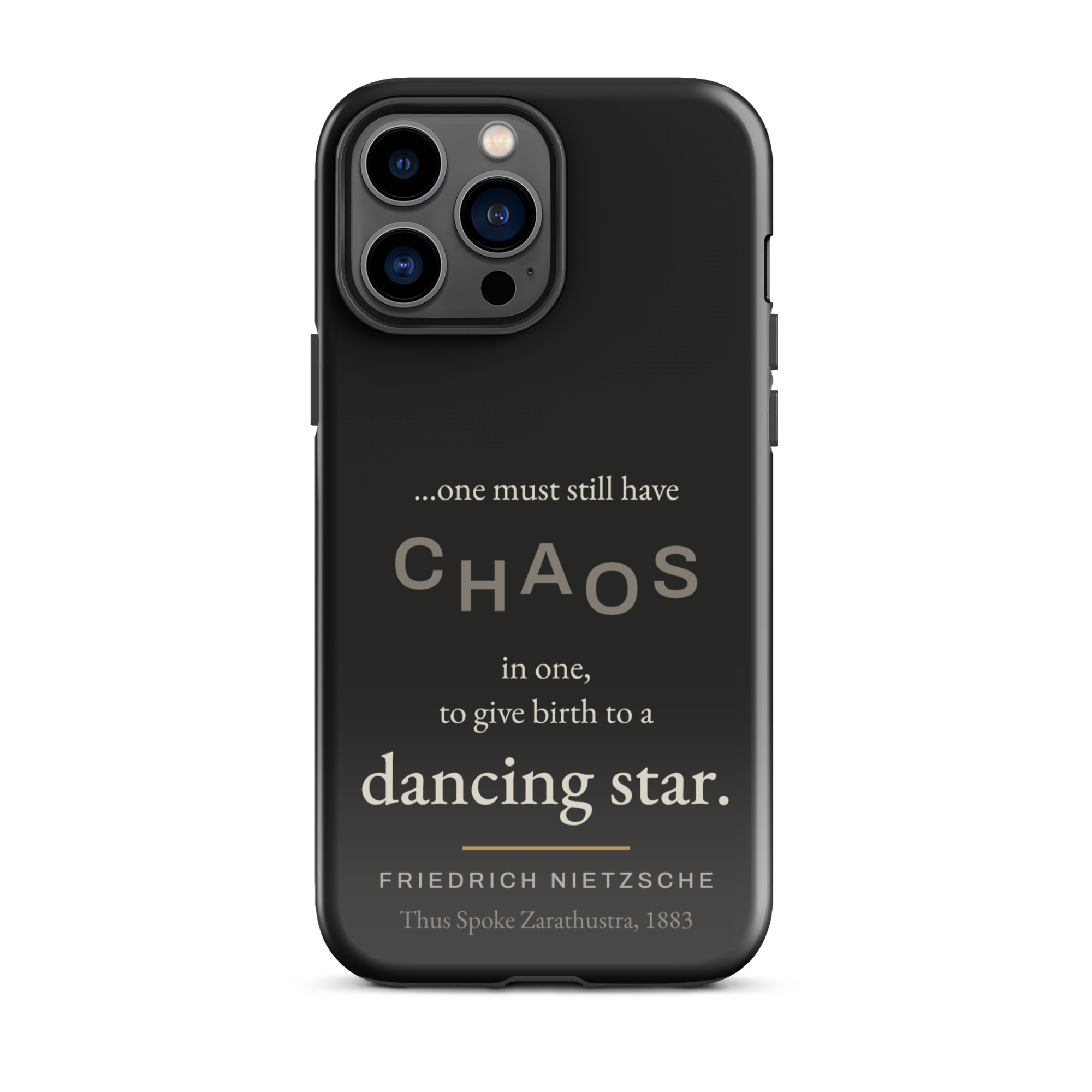 Dancing Star Nietzsche Zarathustra Phone Case — CHAOS Nietzsche quote — black — iPhone model variant 11