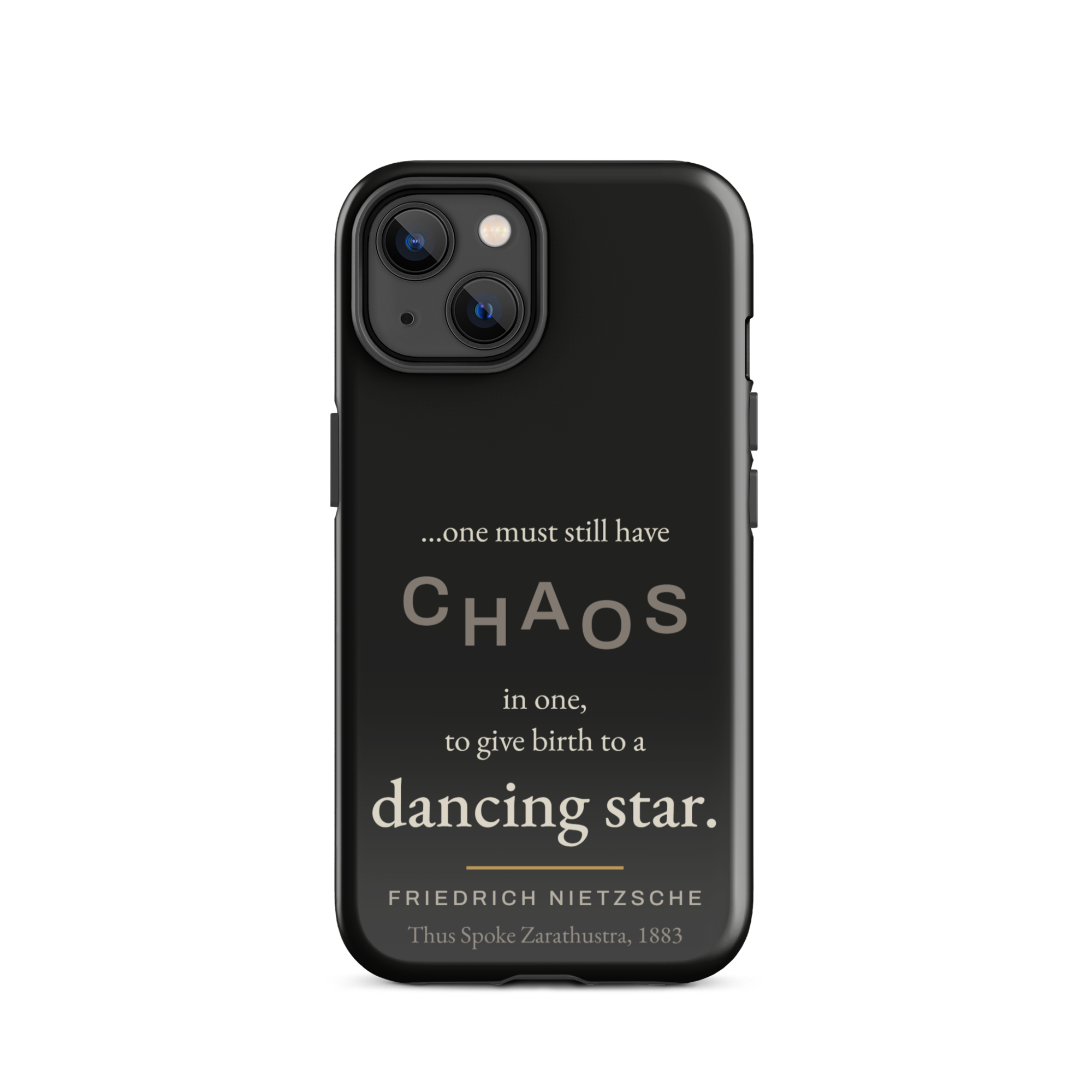 Dancing Star Nietzsche Zarathustra Phone Case — CHAOS Nietzsche quote — black — iPhone model variant 12