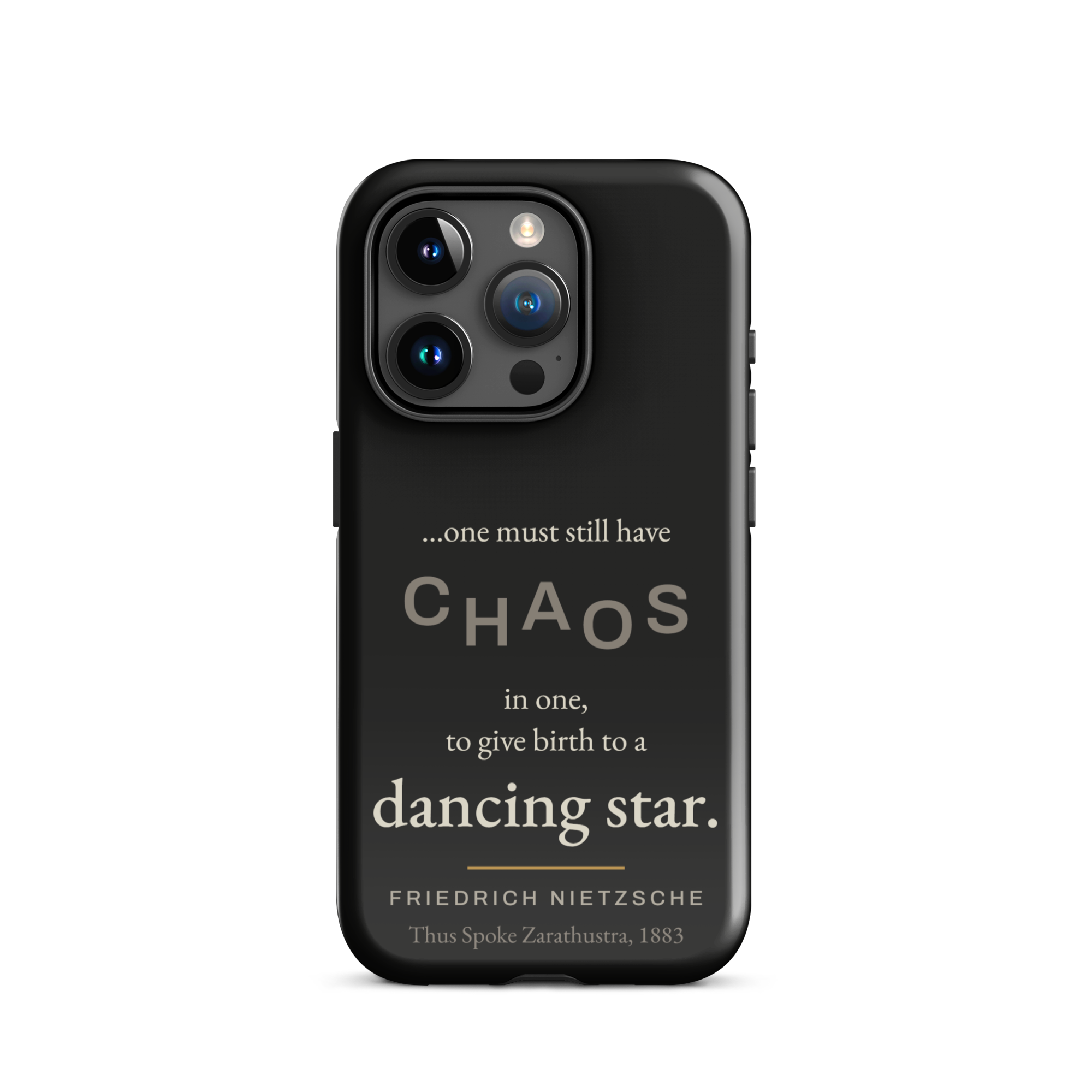 Dancing Star Nietzsche Zarathustra Phone Case — CHAOS Nietzsche quote — black — iPhone model variant 18