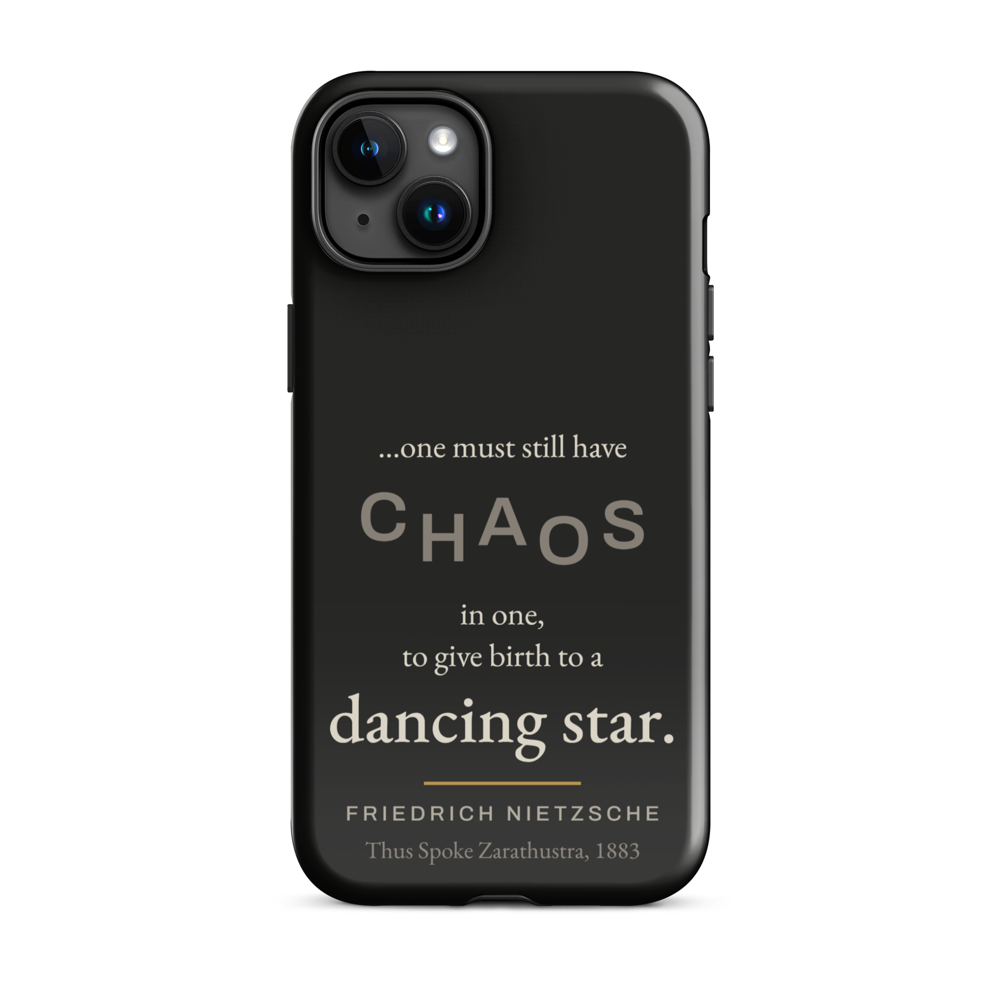 Dancing Star Nietzsche Zarathustra Phone Case — CHAOS Nietzsche quote — black — iPhone model variant 17