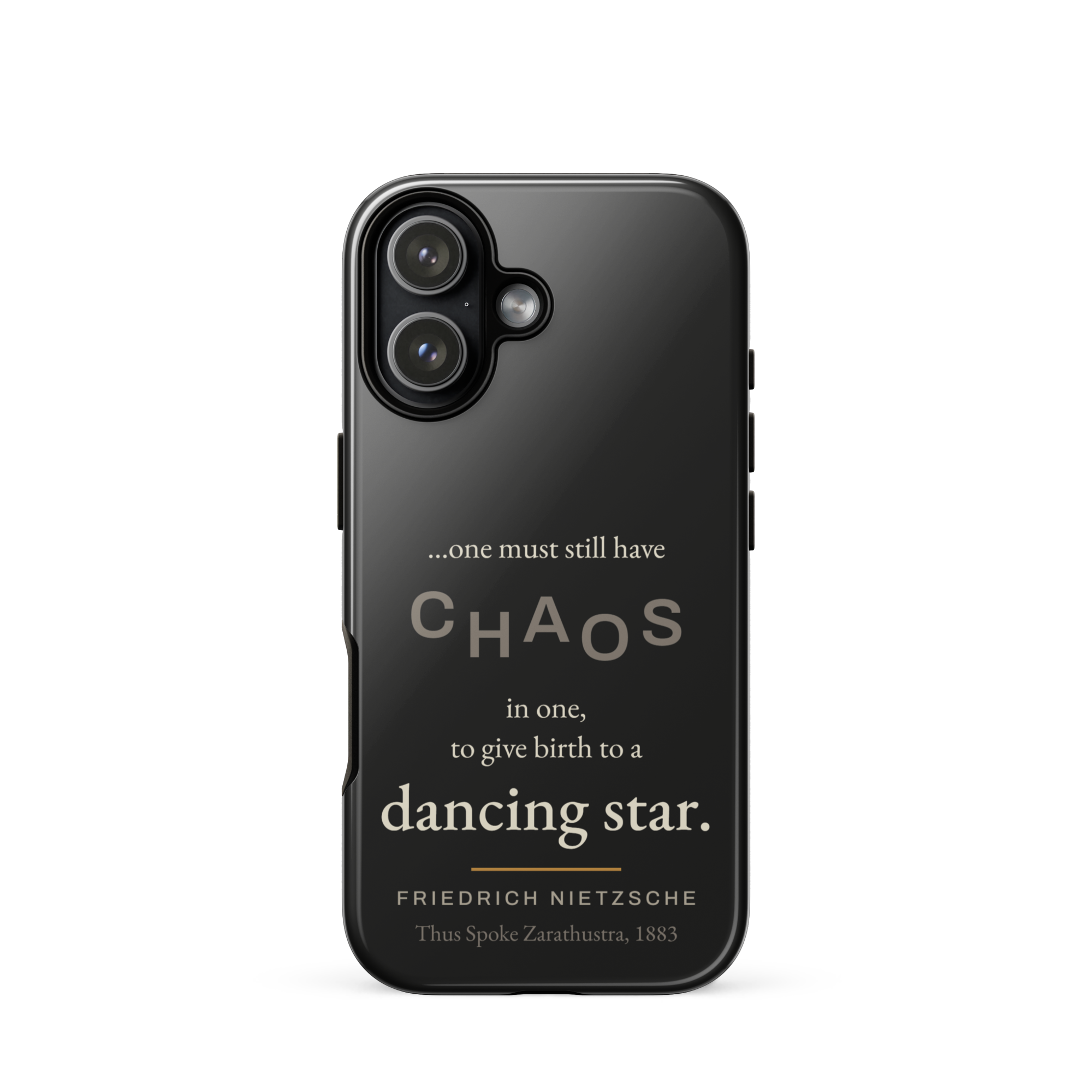 Dancing Star Nietzsche Zarathustra Phone Case — CHAOS Nietzsche quote — black — iPhone model variant 24