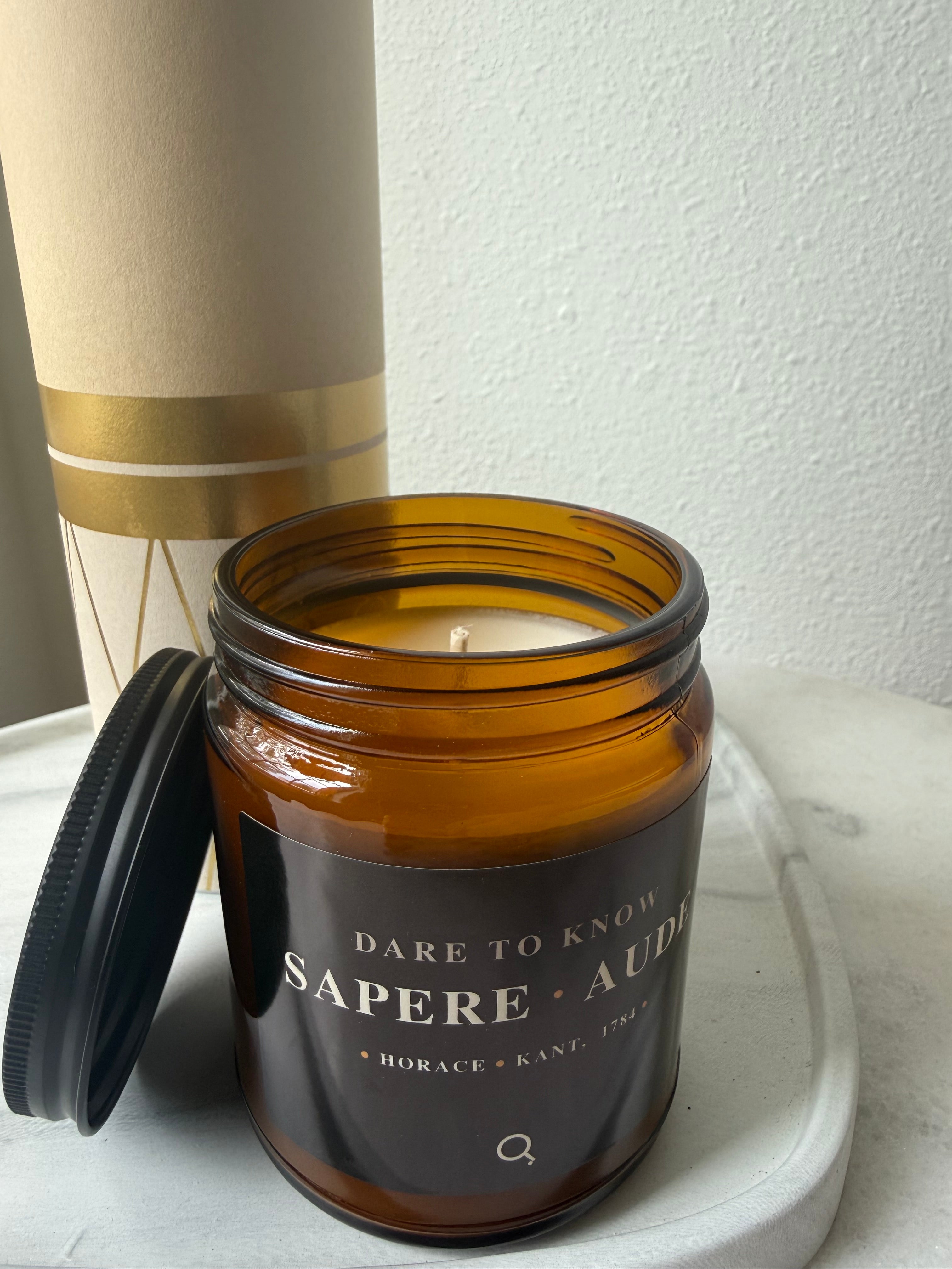 Dare to Know Candle Horace Quote White Sage and Lavender Scent