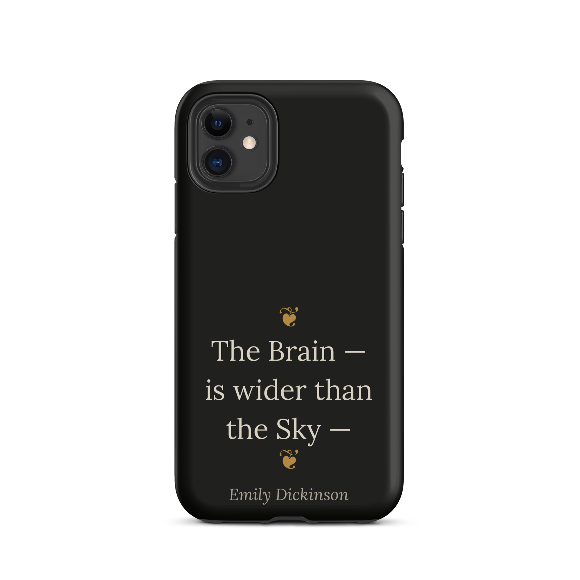 Fleur de Brainiac Phone Case — Emily Dickinson — Victorian hedera typography — black — iPhone 11 front