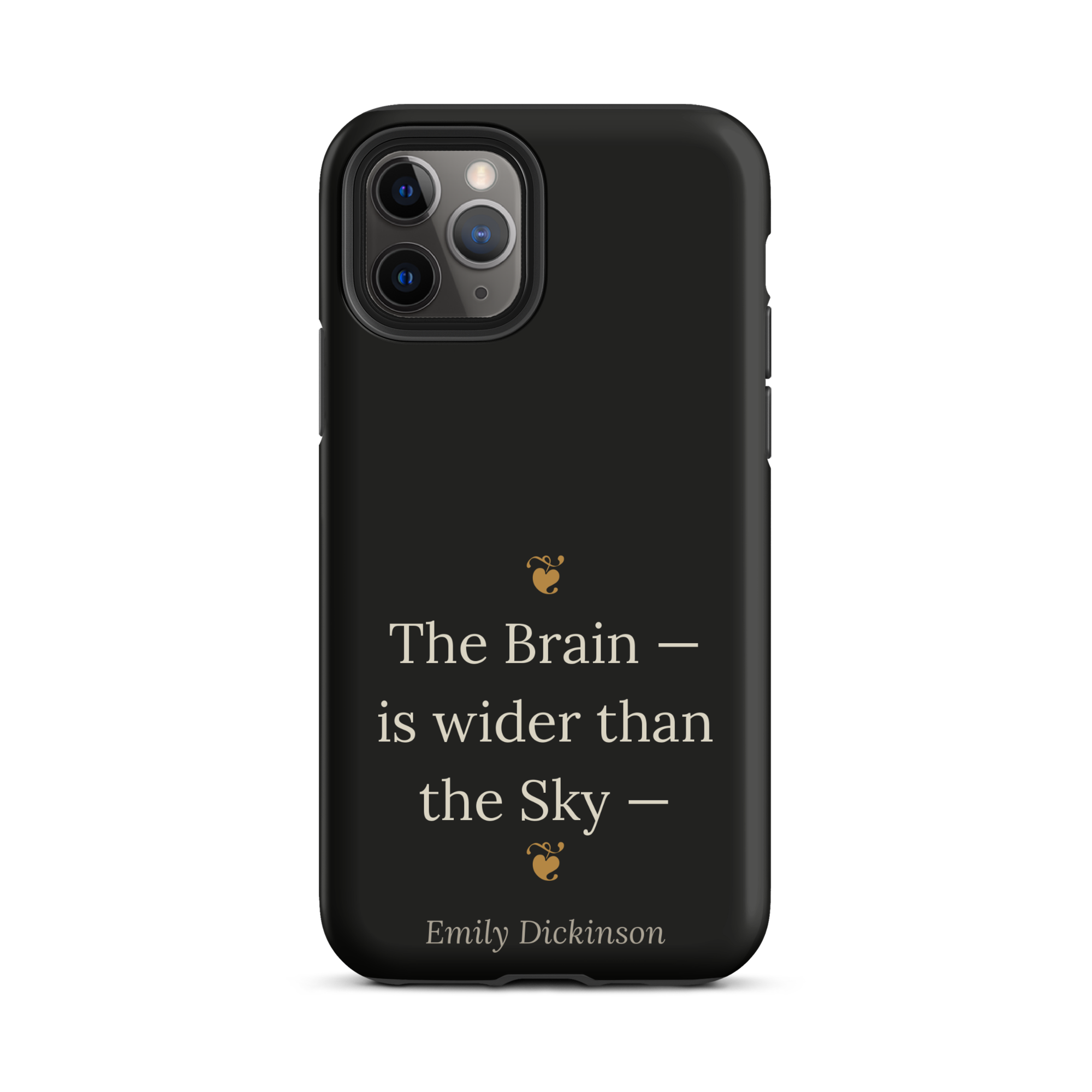 Fleur de Brainiac Phone Case — Emily Dickinson — Brain wider than Sky quote — black — iPhone 11 Pro front