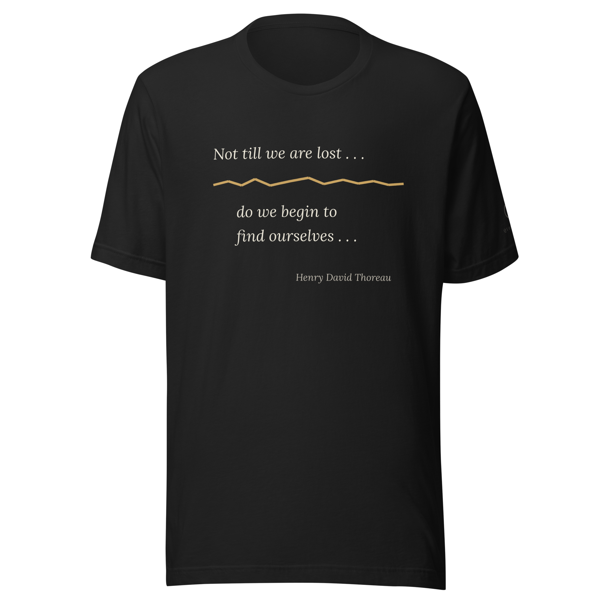 Gold Seam Tee— Henry David Thoreau — kintsugi gold seam design — black — front view