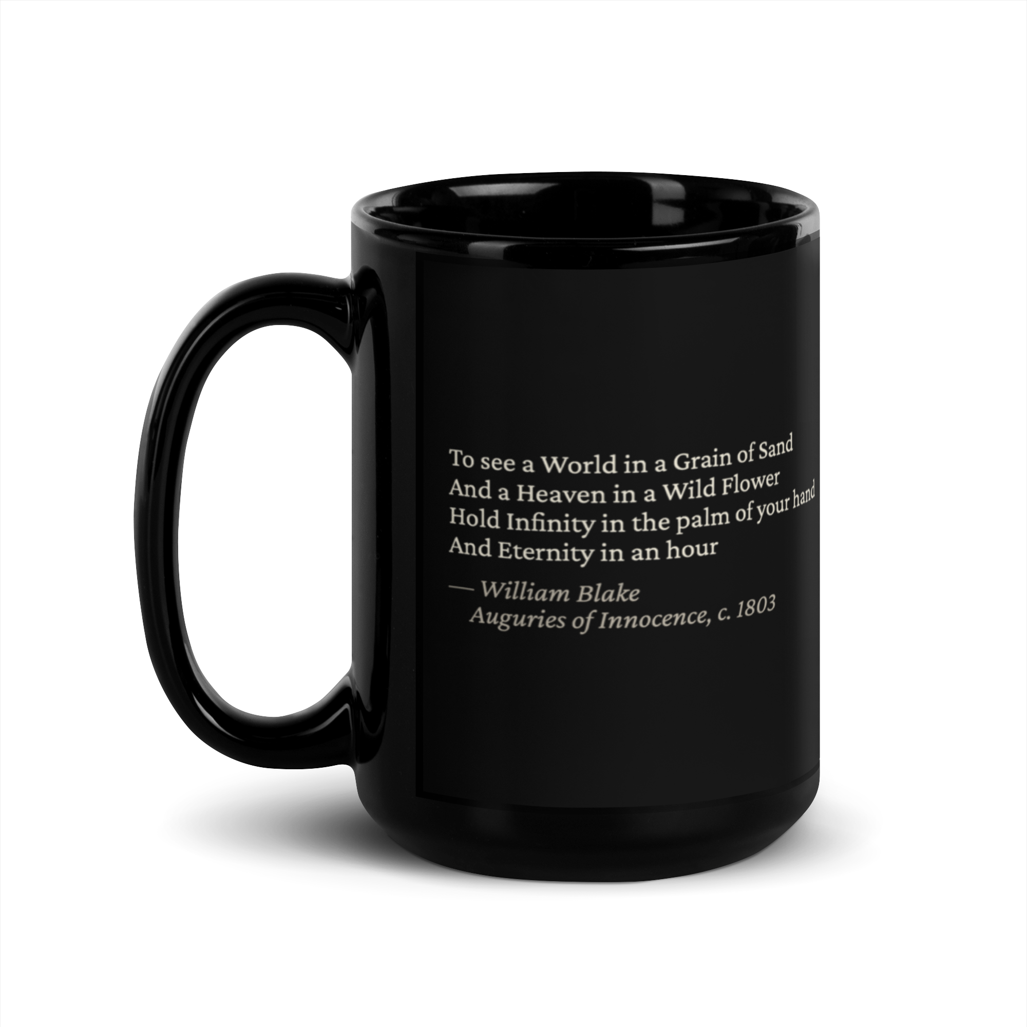 Grain of Sand — William Blake — quote mug — heretics — black — lifestyle — Quoteiac
