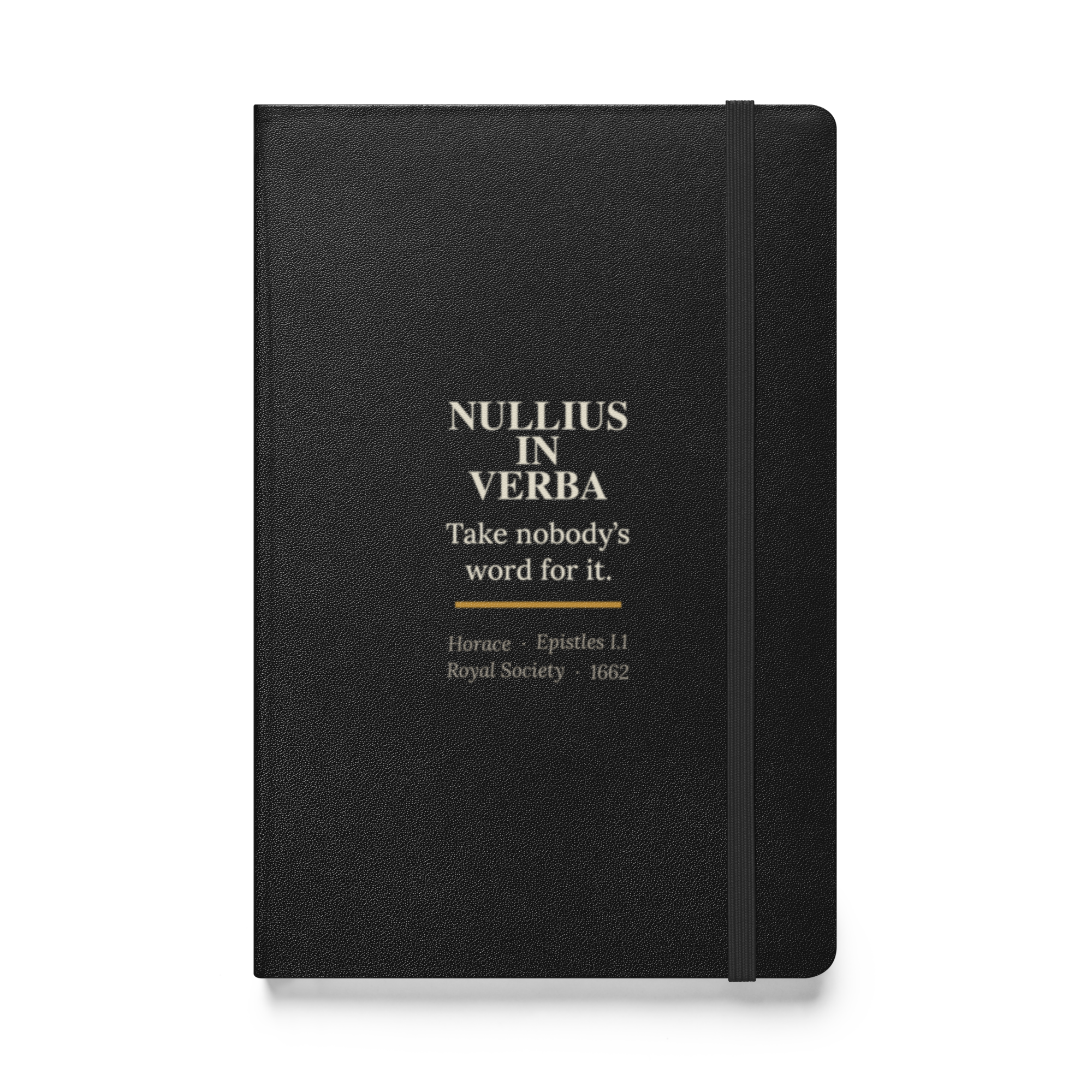 Nullius in Verba — Horace — journal — literary heretics — black — front — Quoteiac