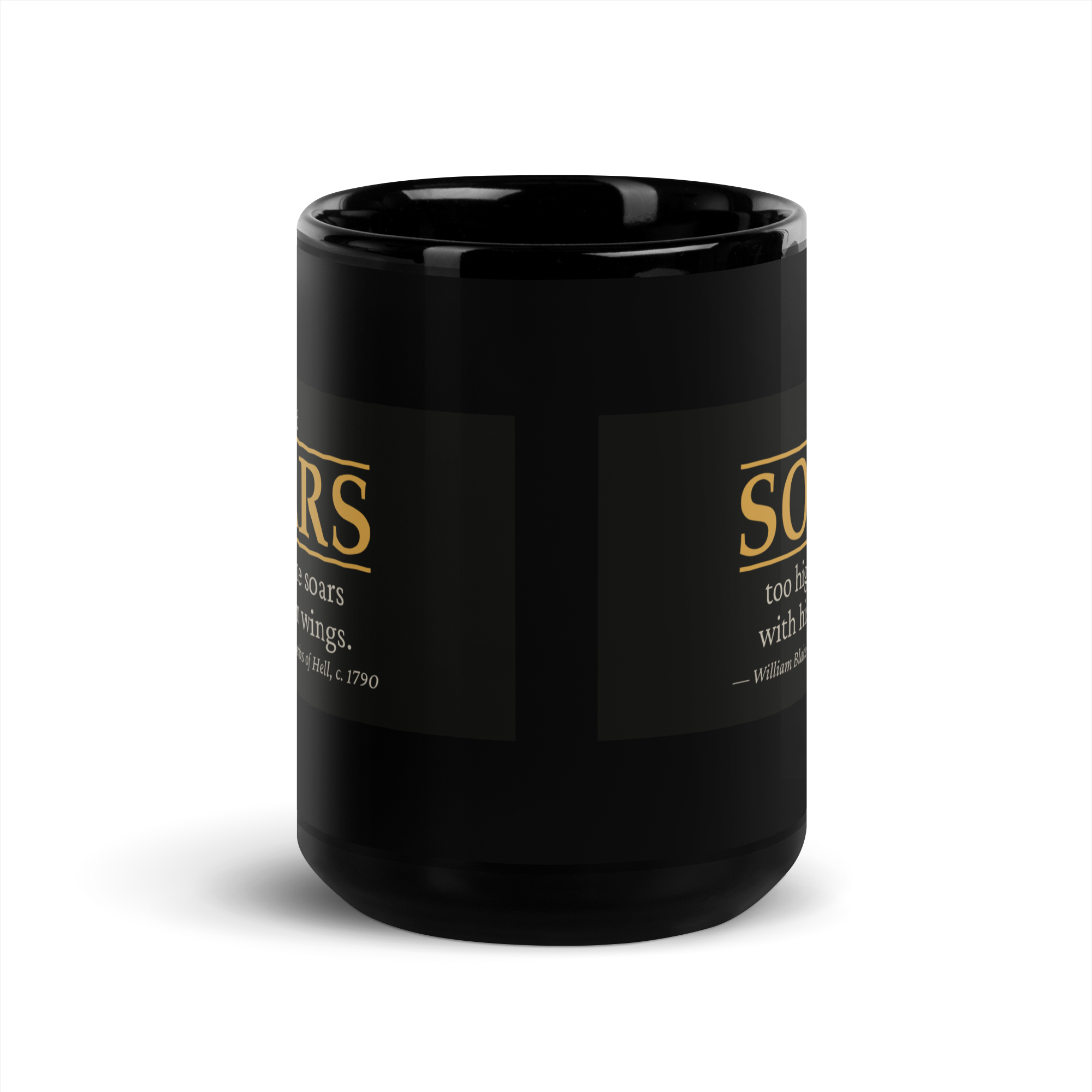 Soar High — William Blake — literary quote mug — black — side — Quoteiac