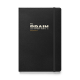 Black hardcover journal, front: "The Brain — is wider than the Sky —" Emily Dickinson, with BRAIN cut through by the line.