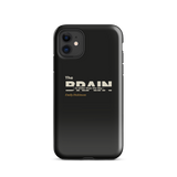 Black phone case for iPhone 11: "The Brain — is wider than the Sky —" Emily Dickinson, BRAIN cut through.