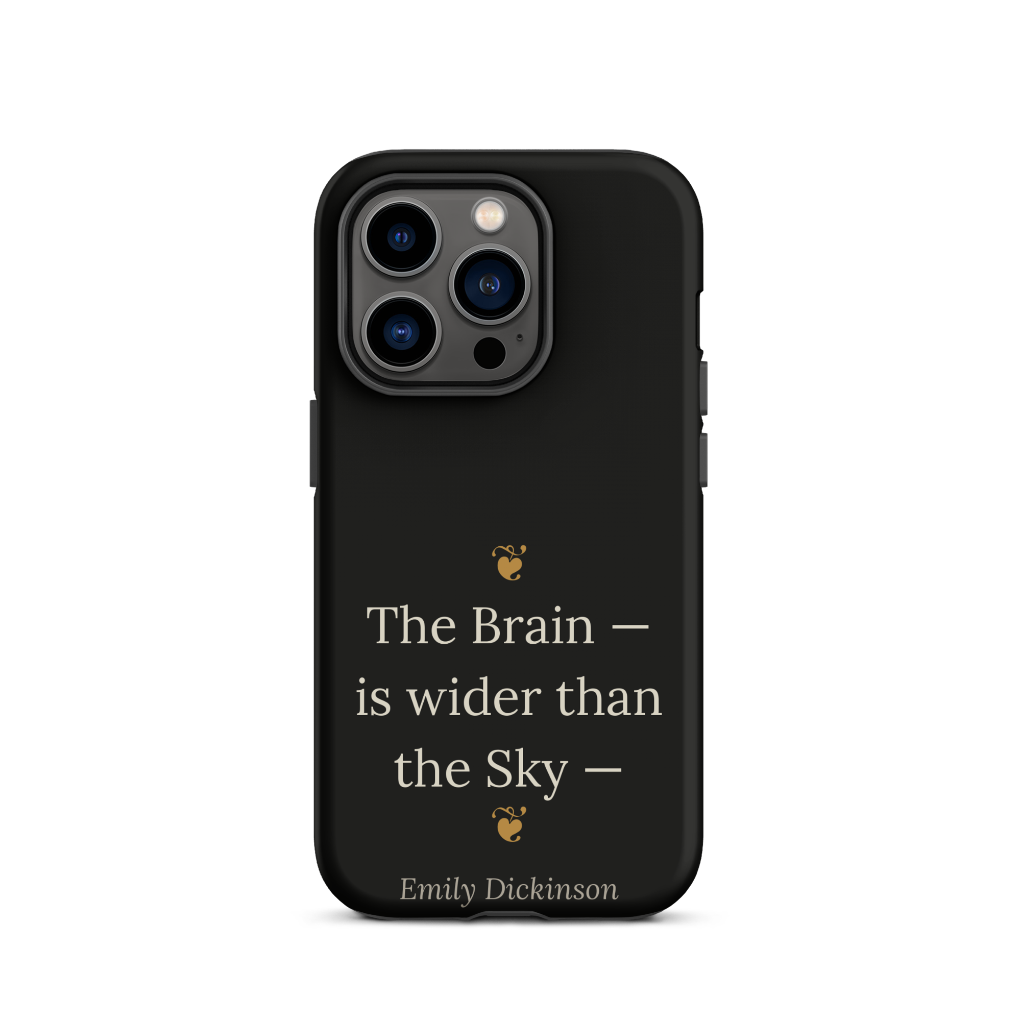 Fleur de Brainiac Phone Case — Emily Dickinson — Dickinson Brain quote — black — iPhone model variant 14