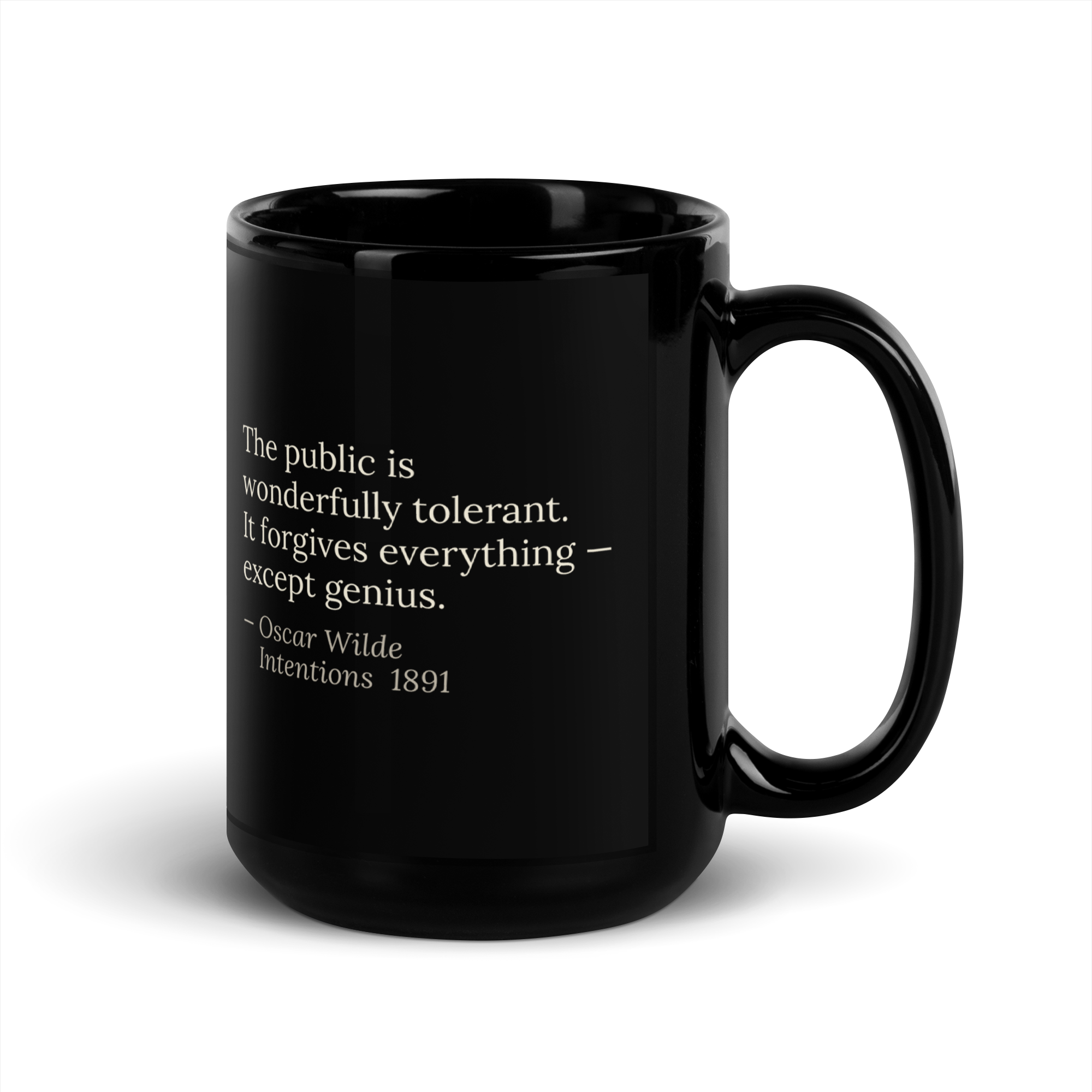 The Genius Exception Mug — Oscar Wilde — the public forgives everything except genius