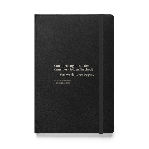 The Unbegun — Christina Rossetti — journal — dark romanticism — black — front — Quoteiac