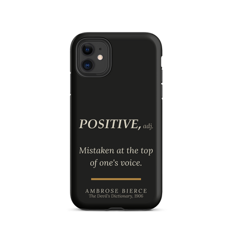 Top of One's Voice Phone Case — Ambrose Bierce — Devil's Dictionary definition POSITIVE — matte black — front view