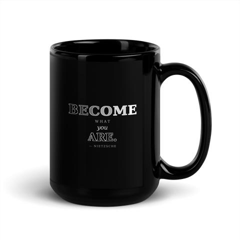 Uncovering Mug — Friedrich Nietzsche — BECOME what you ARE — handle right