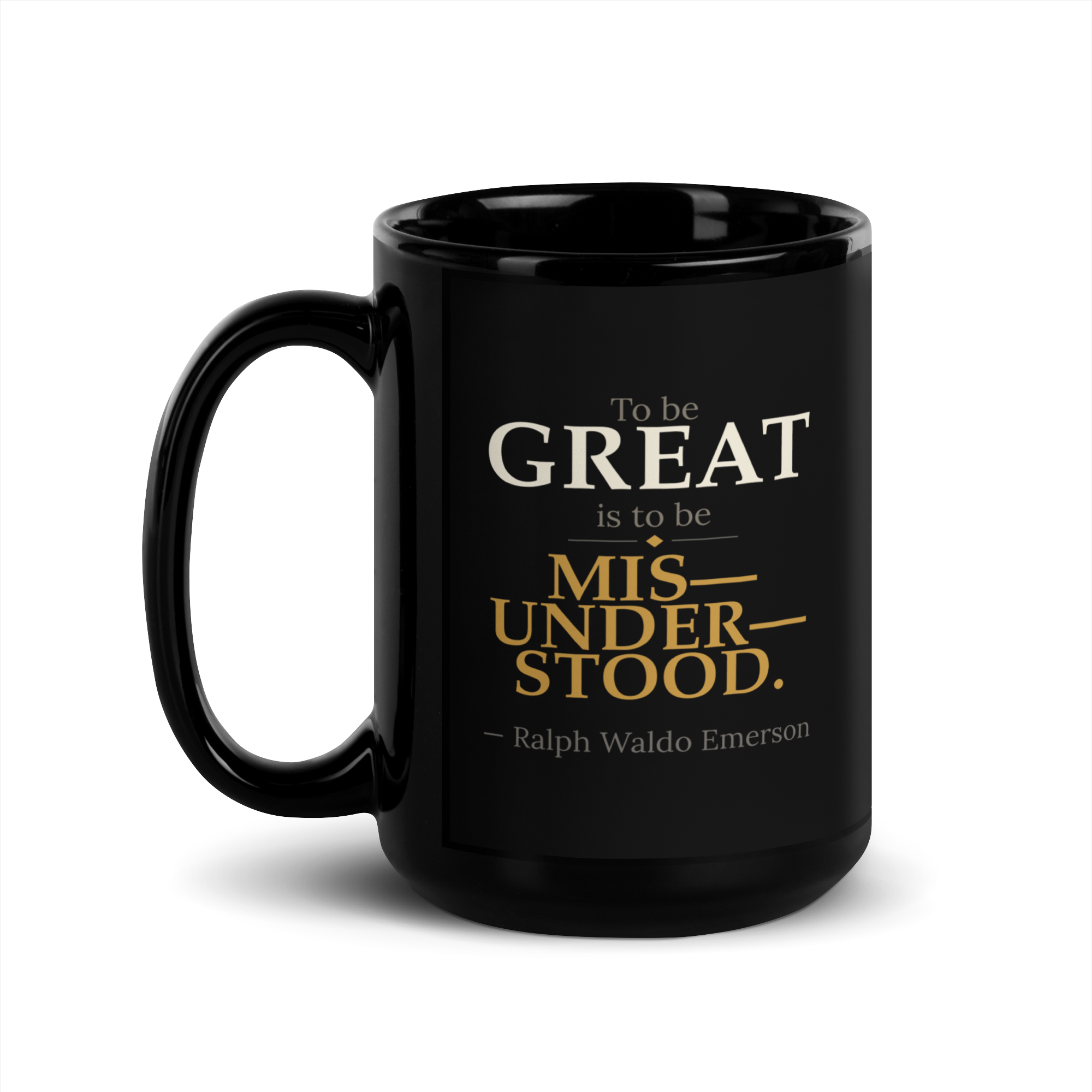Misunderstood Mug — Ralph Waldo Emerson — literary drinkware — side view