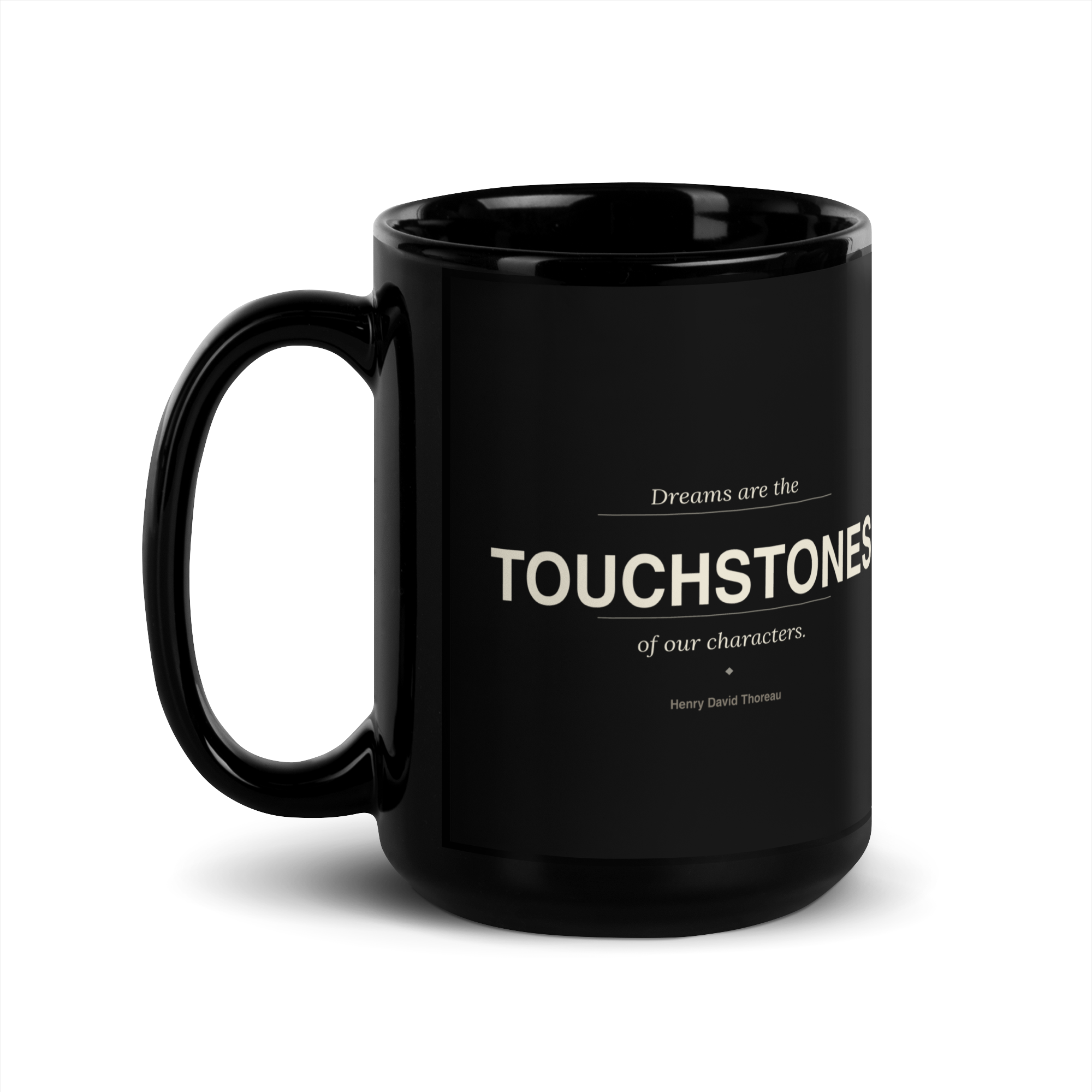 Touchstones Mug — Henry David Thoreau — literary drinkware — side view