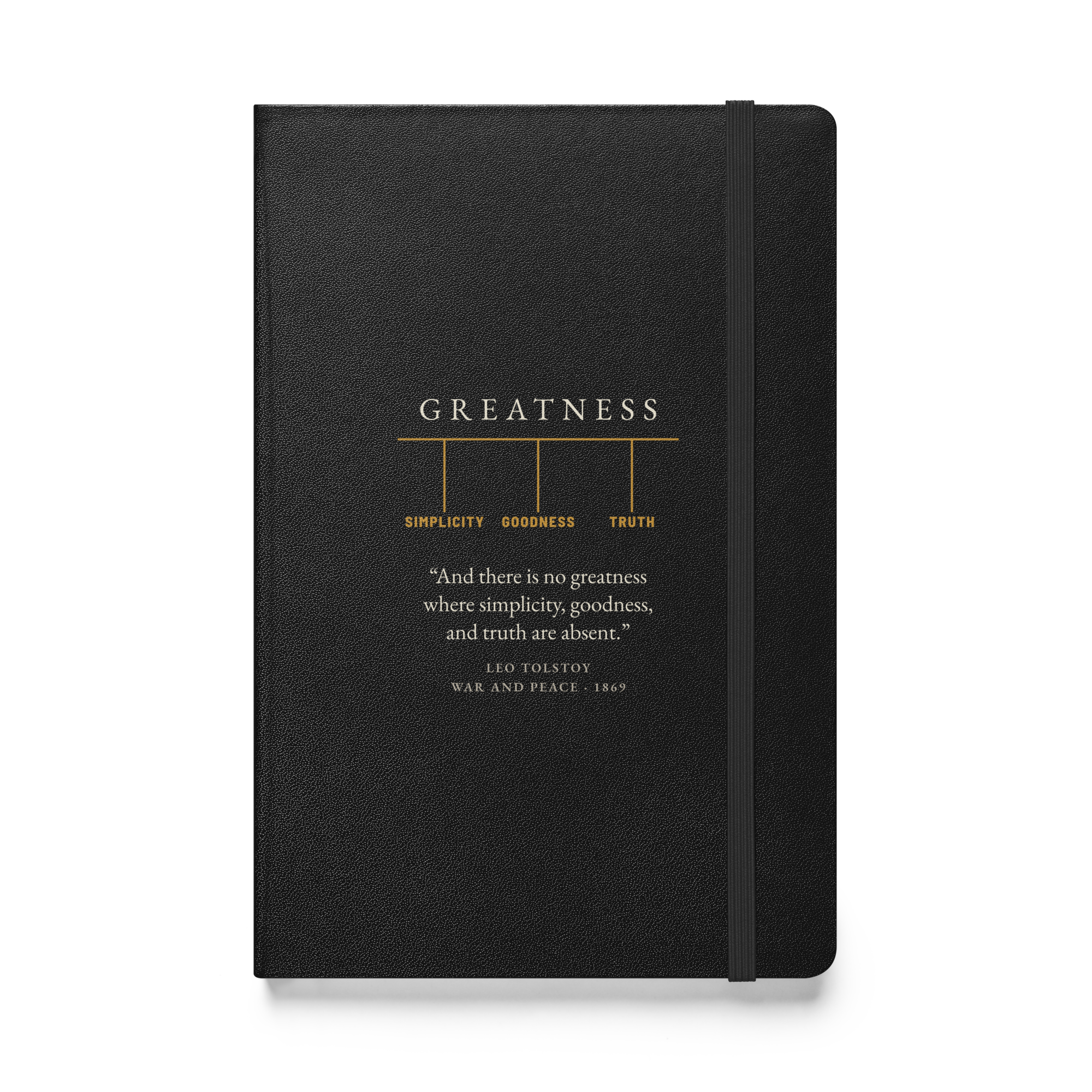 Greatness — Leo Tolstoy War and Peace quote journal, front cover