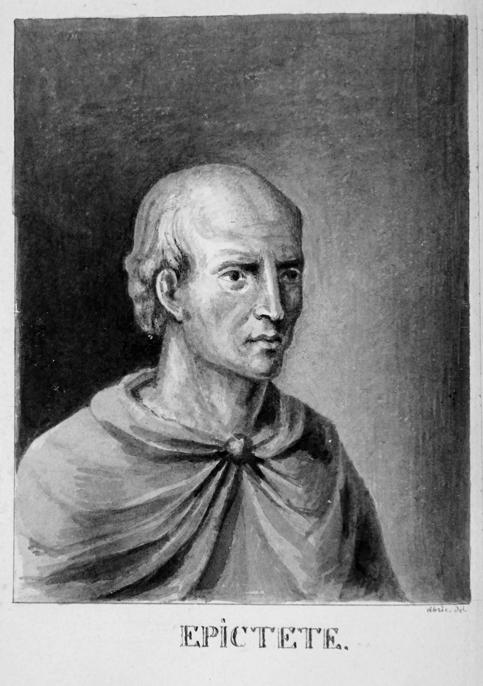 Epictetus portrait, from Les Morales de Plutarque, 1653, Indian ink