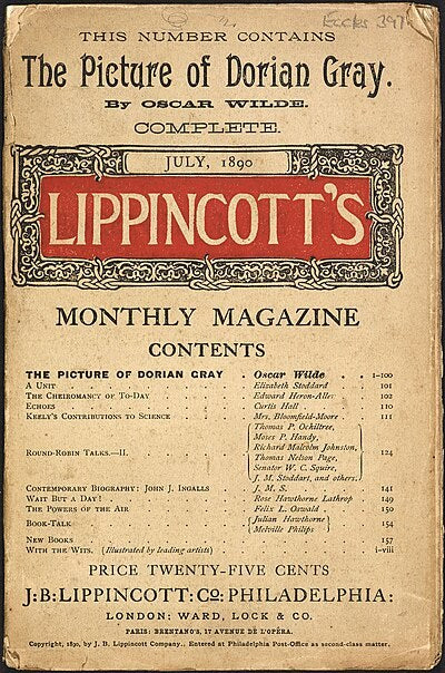 Lippincott's Monthly Magazine, July 1890 — first publication of The Picture of Dorian Gray by Oscar Wilde