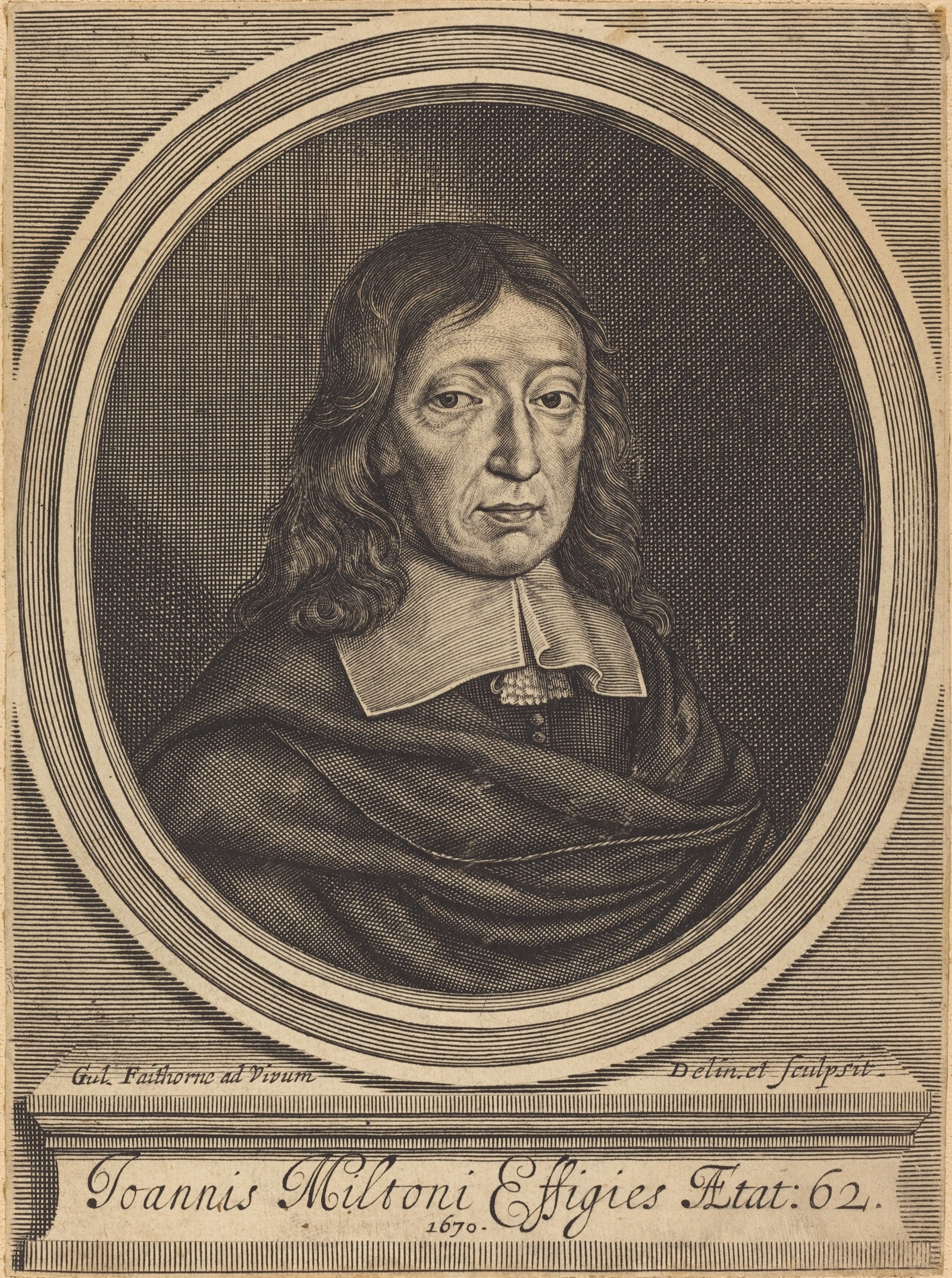 John Milton — William Faithorne engraving, 1670, National Gallery of Art