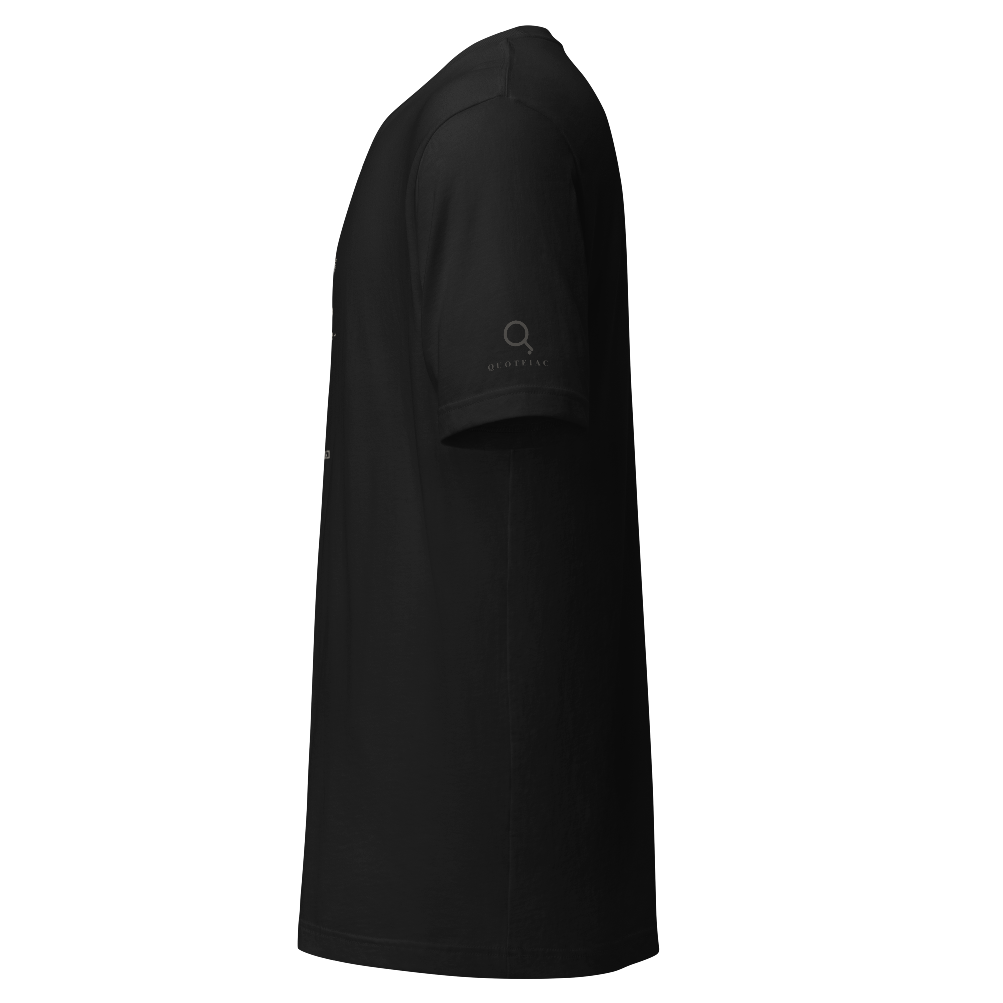  Black Tee Side View Quoteiac Logo| Quote on Front
