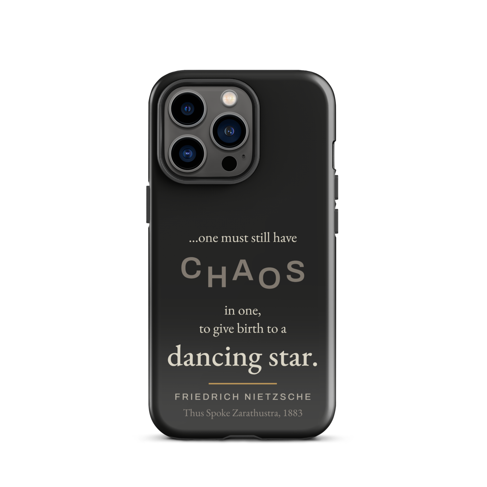 Dancing Star Nietzsche Zarathustra Phone Case — CHAOS Nietzsche quote — black — iPhone model variant 10