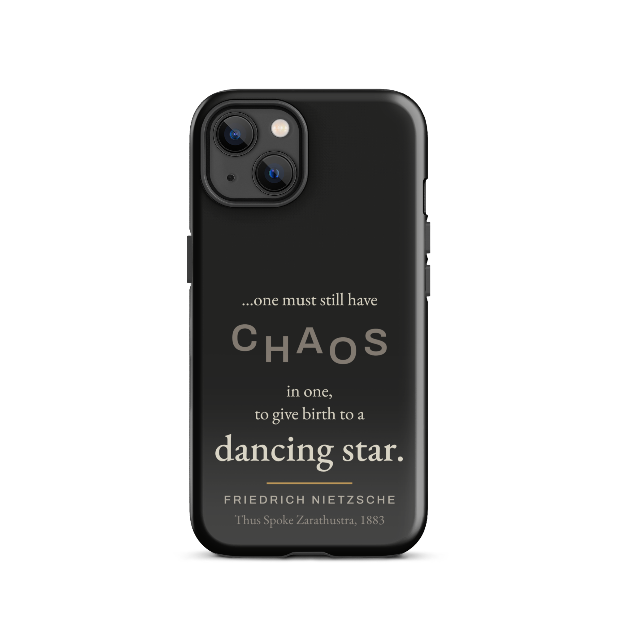 Dancing Star Nietzsche Zarathustra Phone Case — CHAOS Nietzsche quote — black — iPhone model variant 8