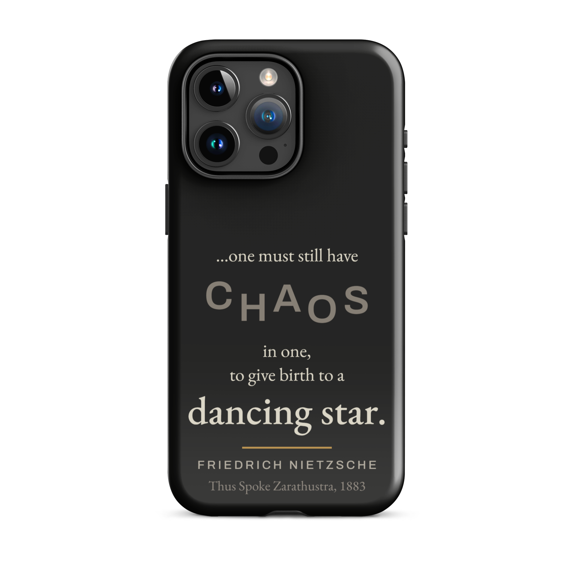 Dancing Star Nietzsche Zarathustra Phone Case — CHAOS Nietzsche quote — black — iPhone model variant 19