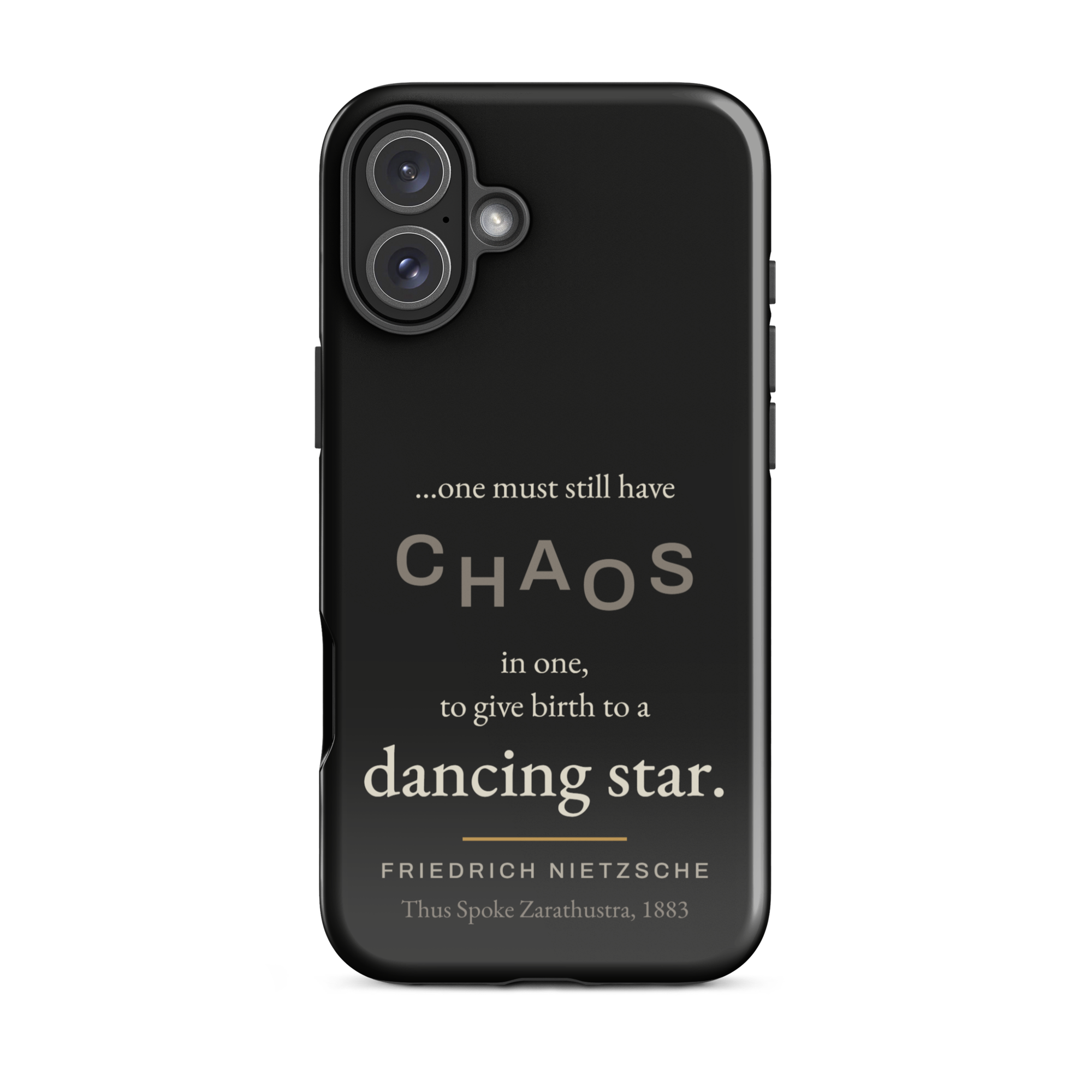 Dancing Star Nietzsche Zarathustra Phone Case — CHAOS Nietzsche quote — black — iPhone model variant 21