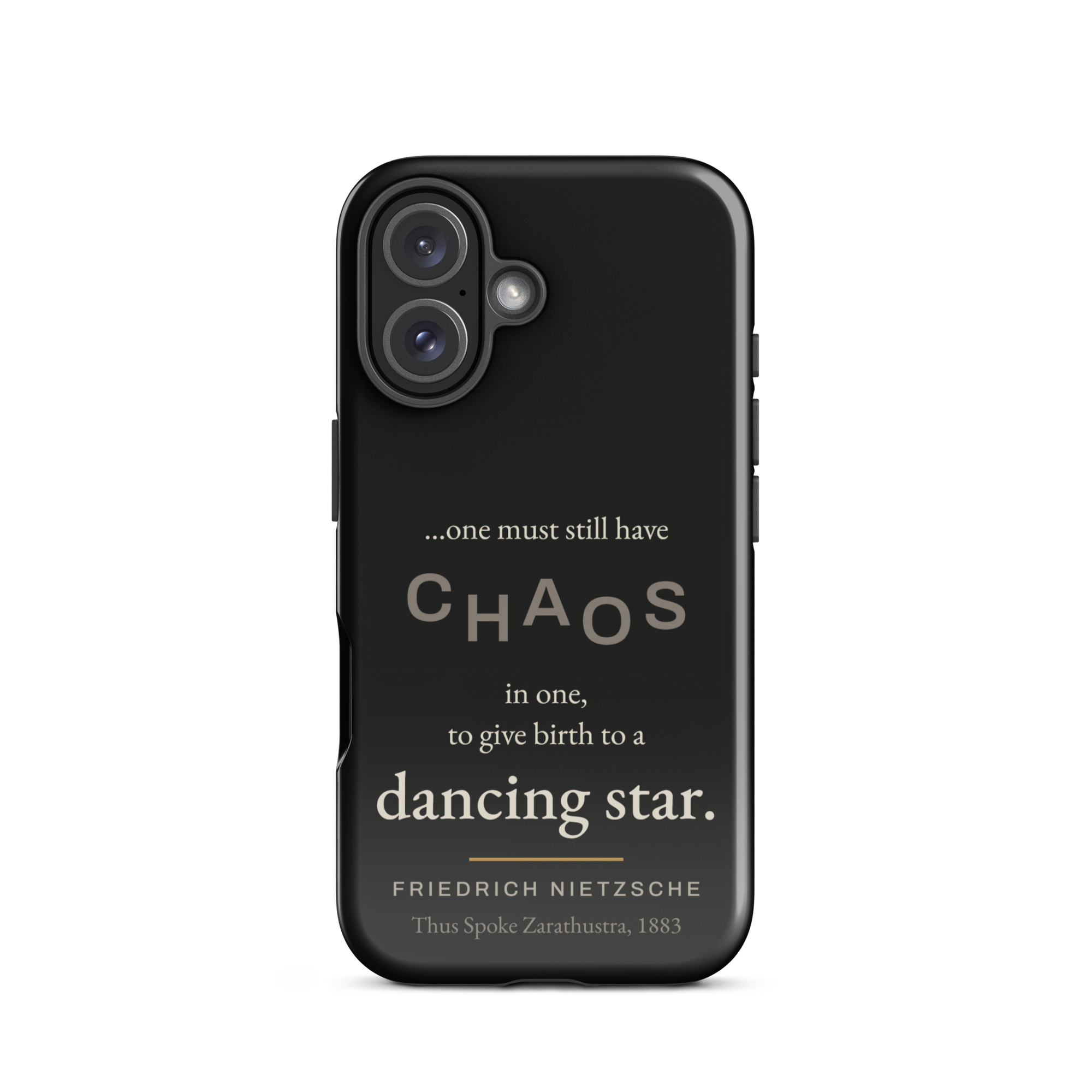 Dancing Star Nietzsche Zarathustra Phone Case — CHAOS Nietzsche quote — black — iPhone model variant 20