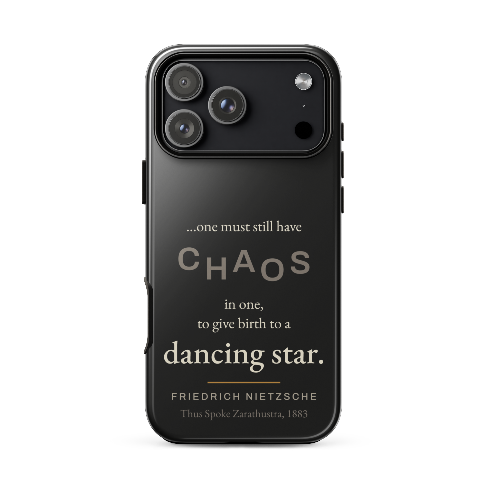 Dancing Star Nietzsche Zarathustra Phone Case — CHAOS Nietzsche quote — black — iPhone model variant 27