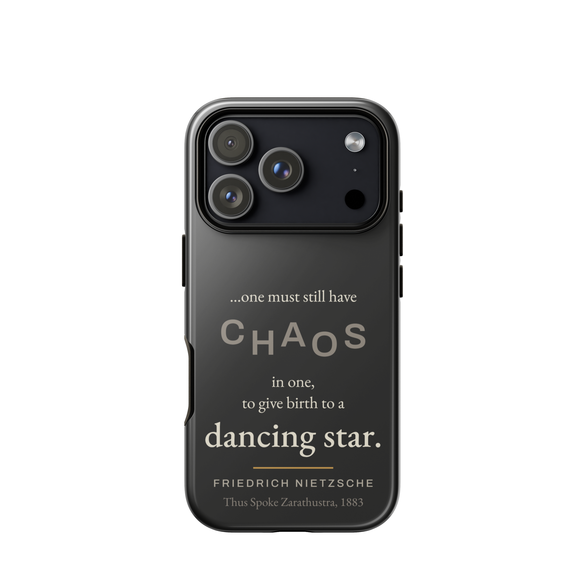 Dancing Star Nietzsche Zarathustra Phone Case — CHAOS Nietzsche quote — black — iPhone model variant 26