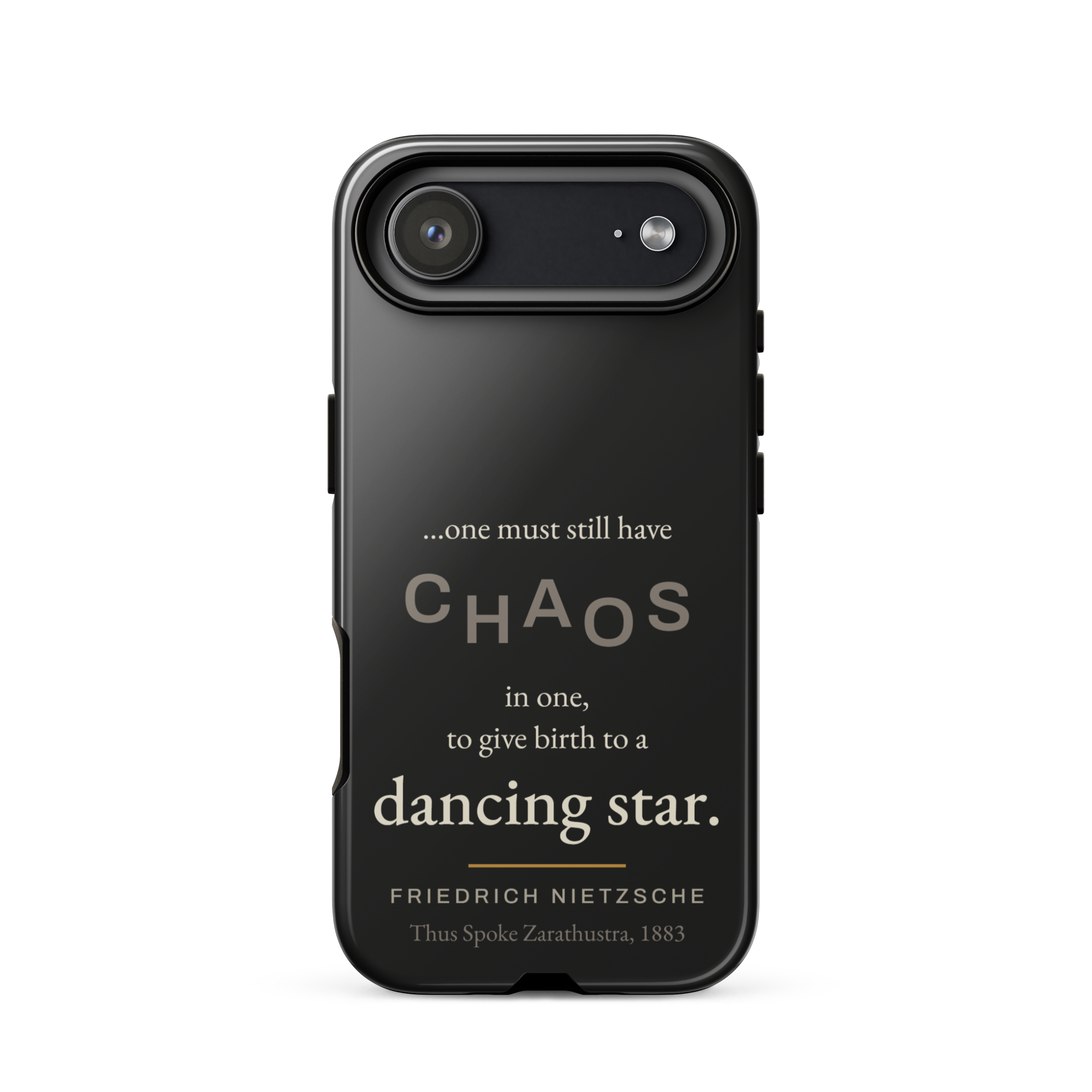 Dancing Star Nietzsche Zarathustra Phone Case — CHAOS Nietzsche quote — black — iPhone model variant 25