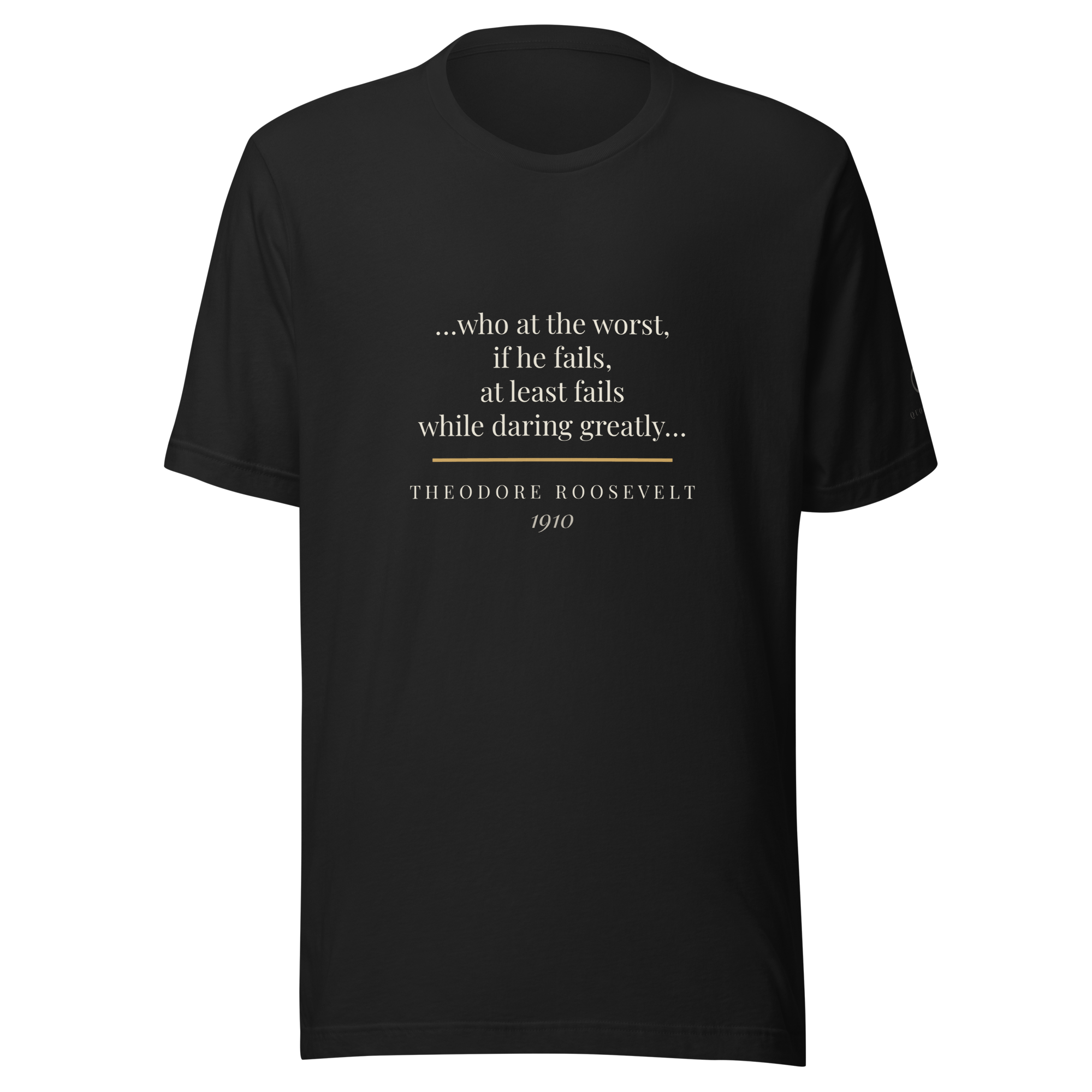 Man in the Arena — Theodore Roosevelt — daring greatly quote — black — front view