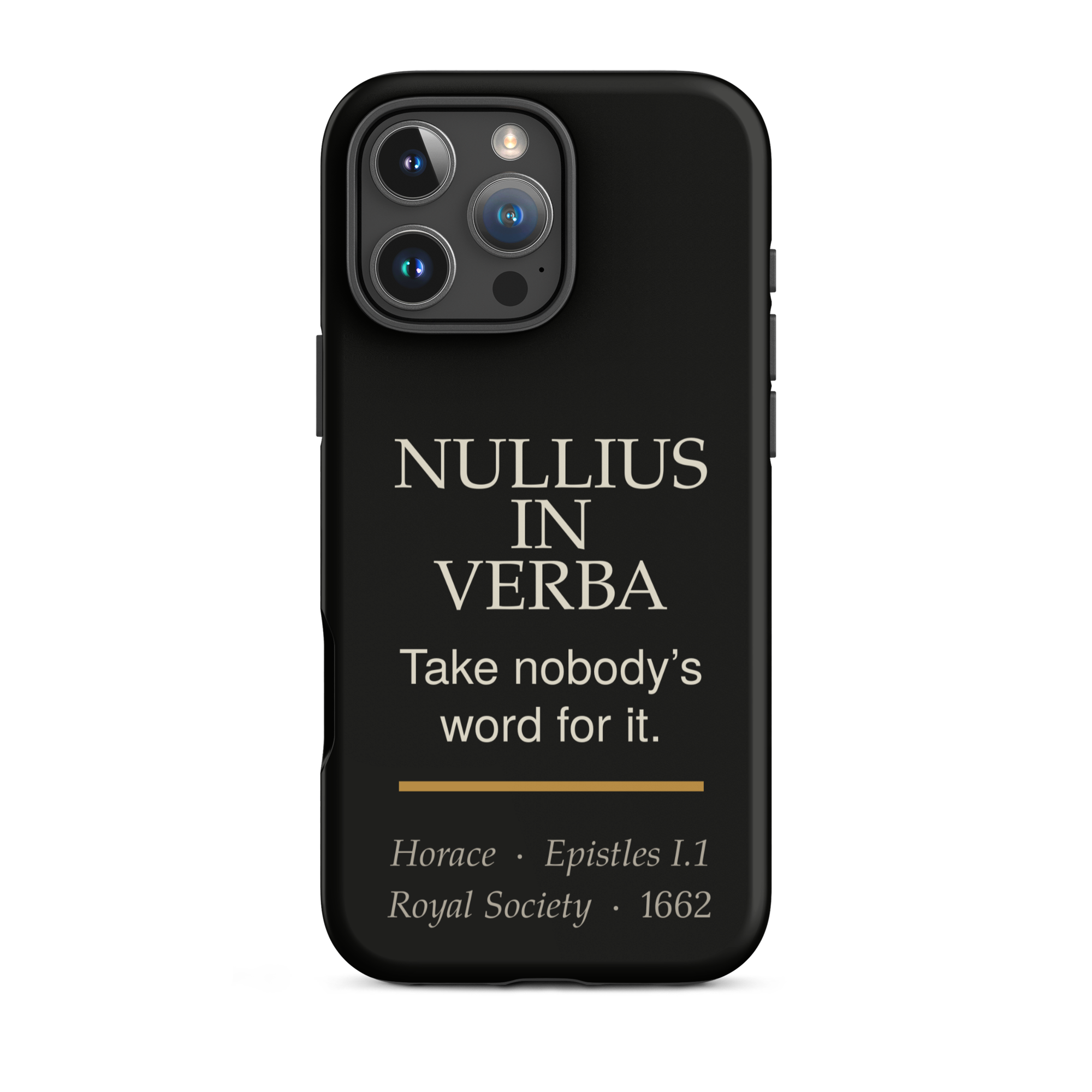 Nullius in Verba — Horace — phone case — literary heretics — black — lifestyle — Quoteiac