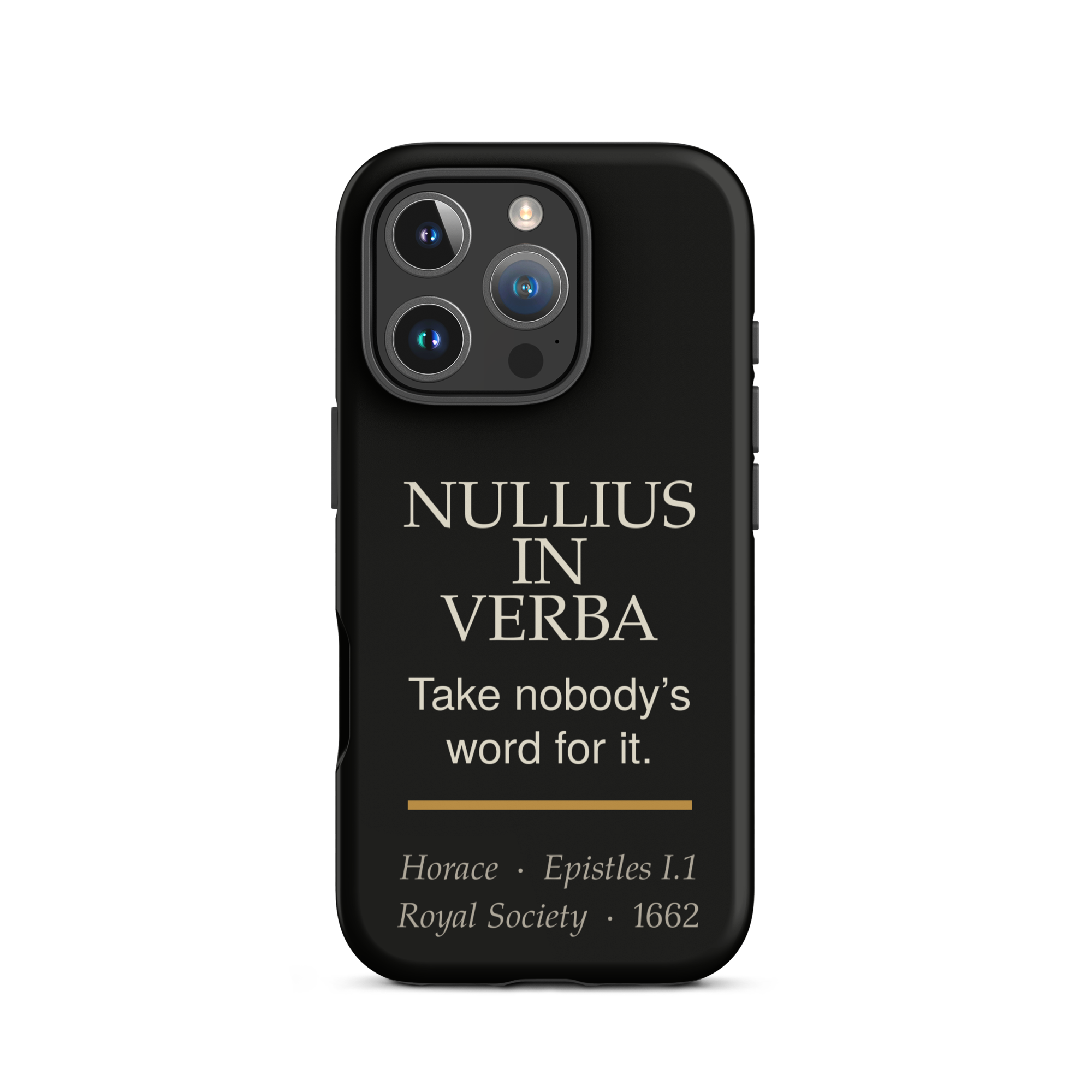Nullius in Verba — Horace — phone case — literary heretics — black — lifestyle — Quoteiac