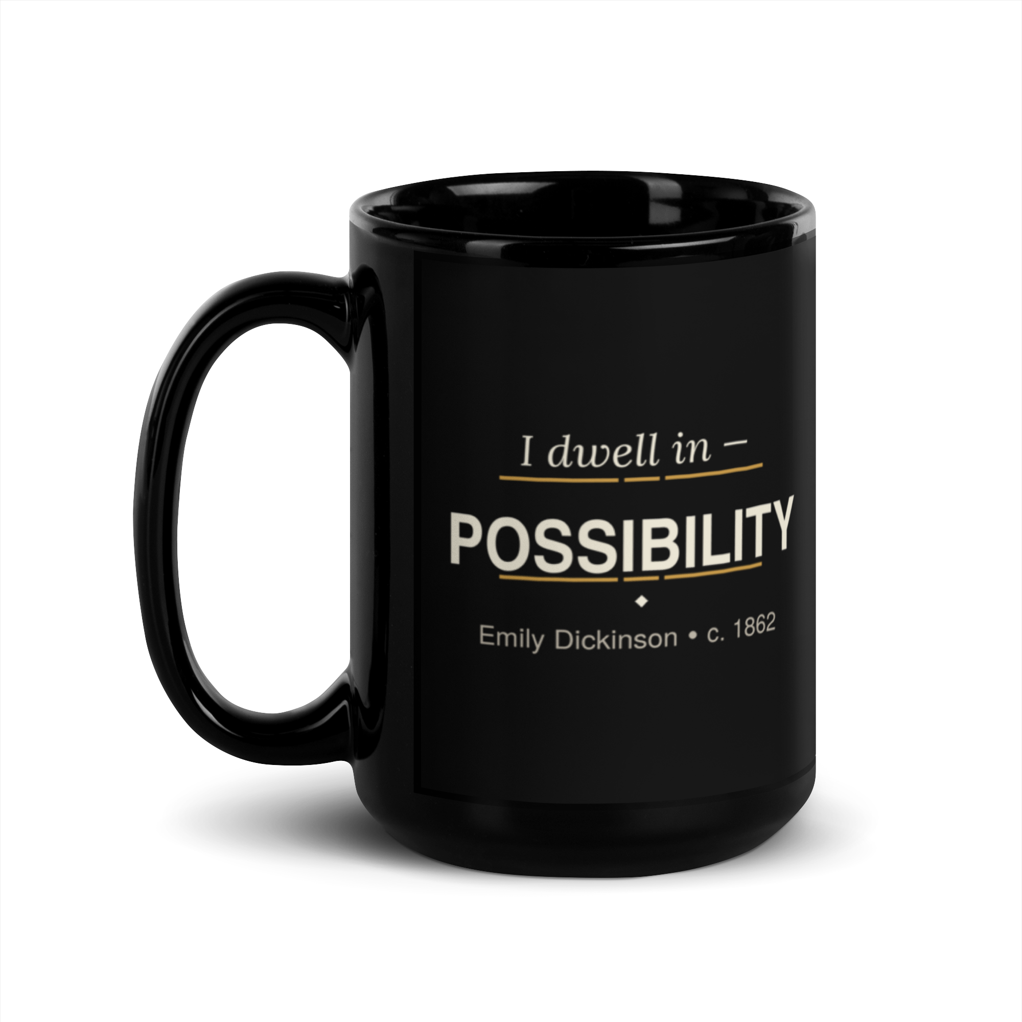 Possibility — Emily Dickinson — mug — curious mind — black — lifestyle — Quoteiac