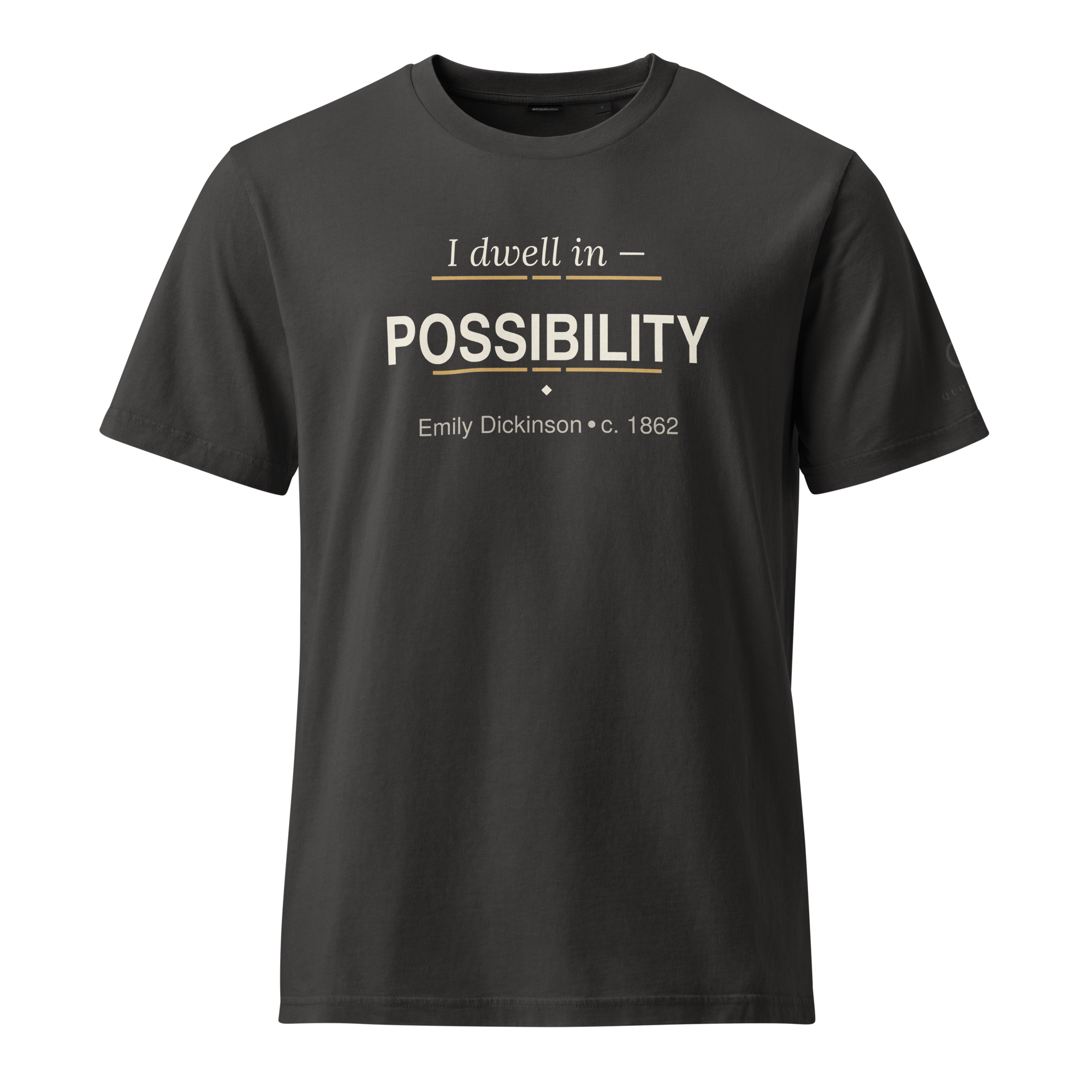 Possibility — Emily Dickinson — literary quote tee — curious mind — black — front — Quoteiac