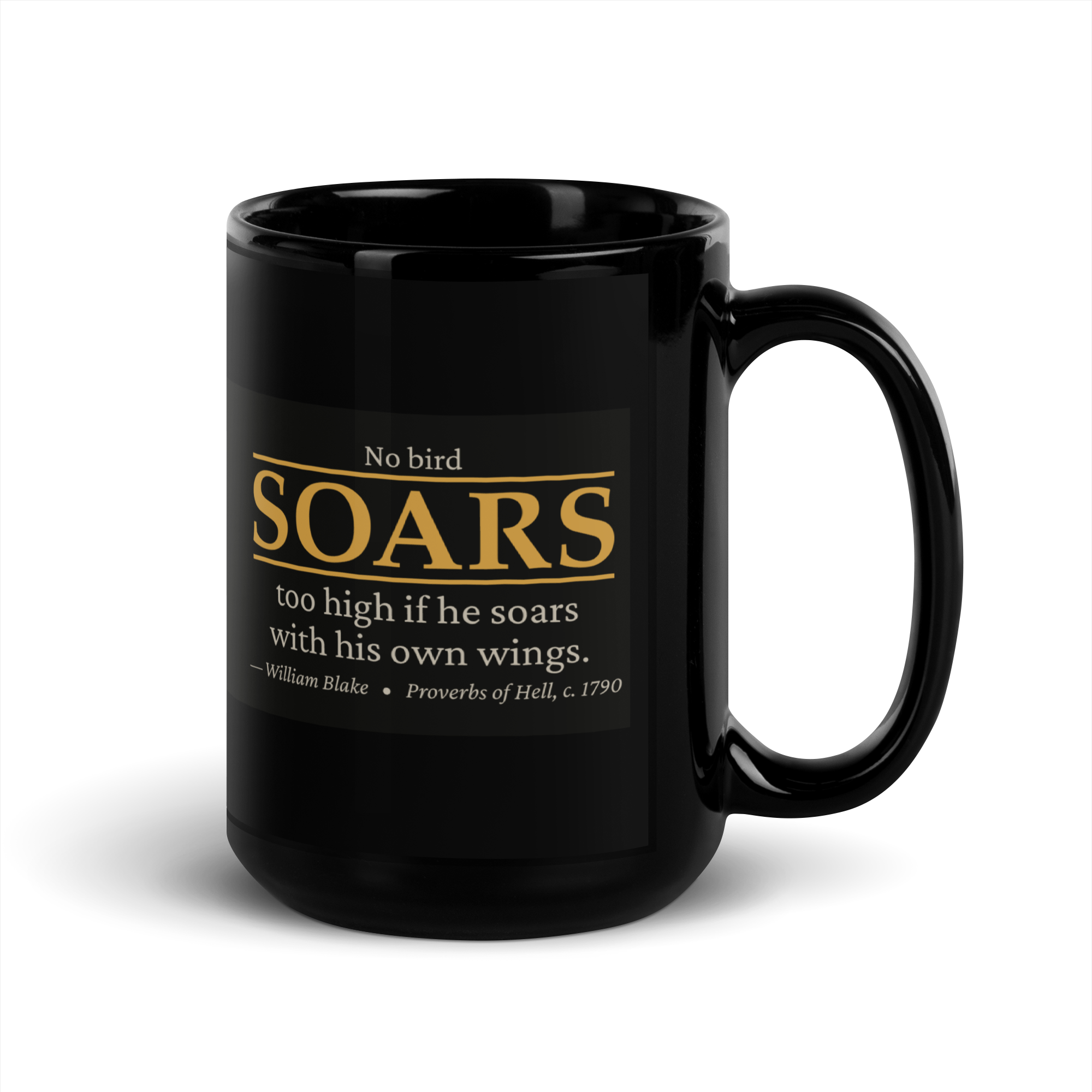 Soar High — William Blake — literary quote mug — black — front — Quoteiac