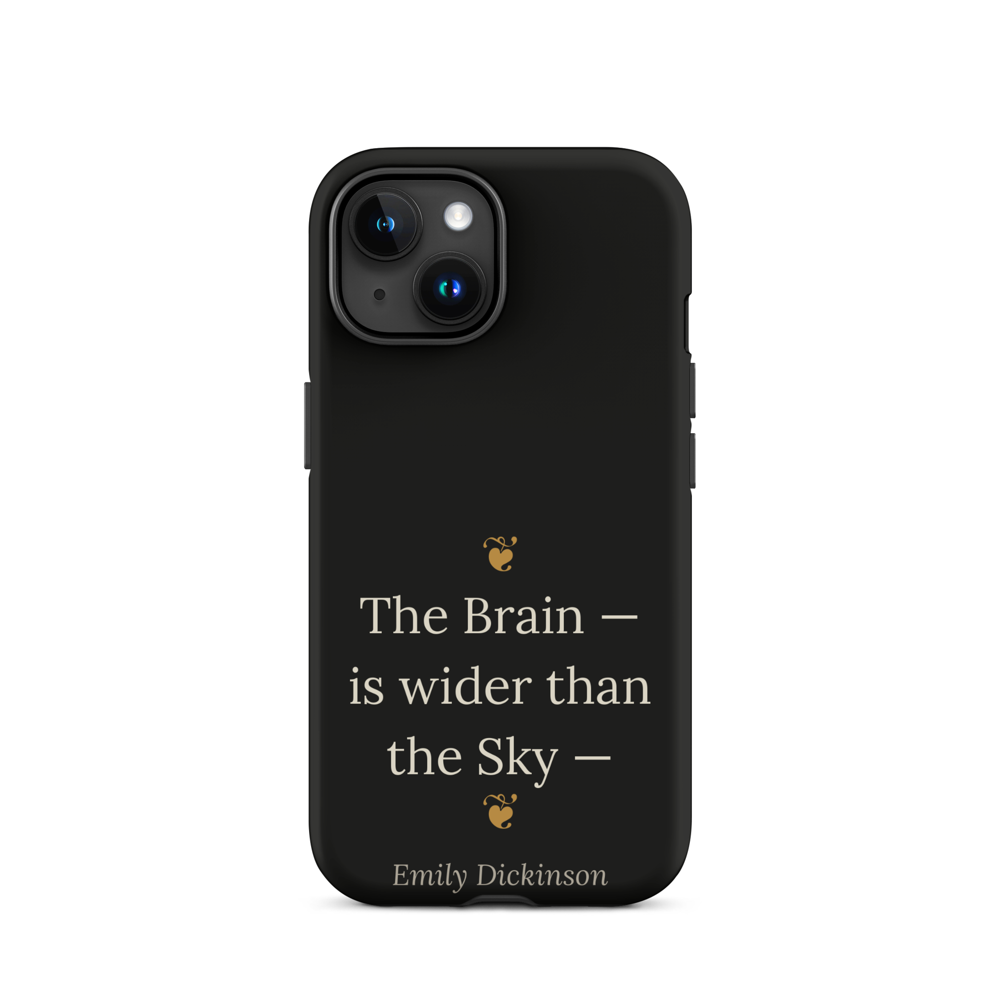 Fleur de Brainiac Phone Case — Emily Dickinson — Dickinson Brain quote — black — iPhone model variant 16