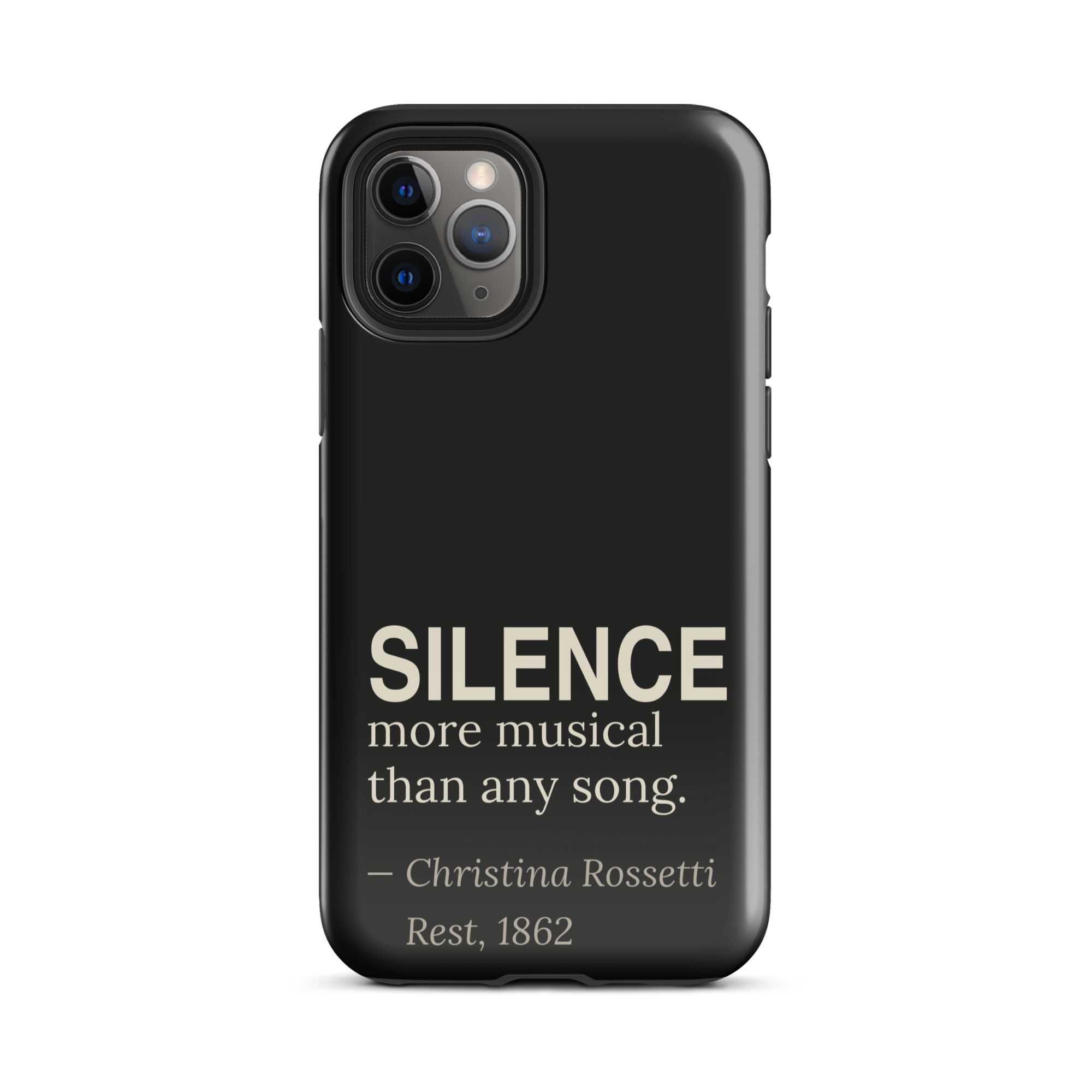 The Silence — Christina Rossetti — phone case — dark romanticism — black — detail view — Quoteiac