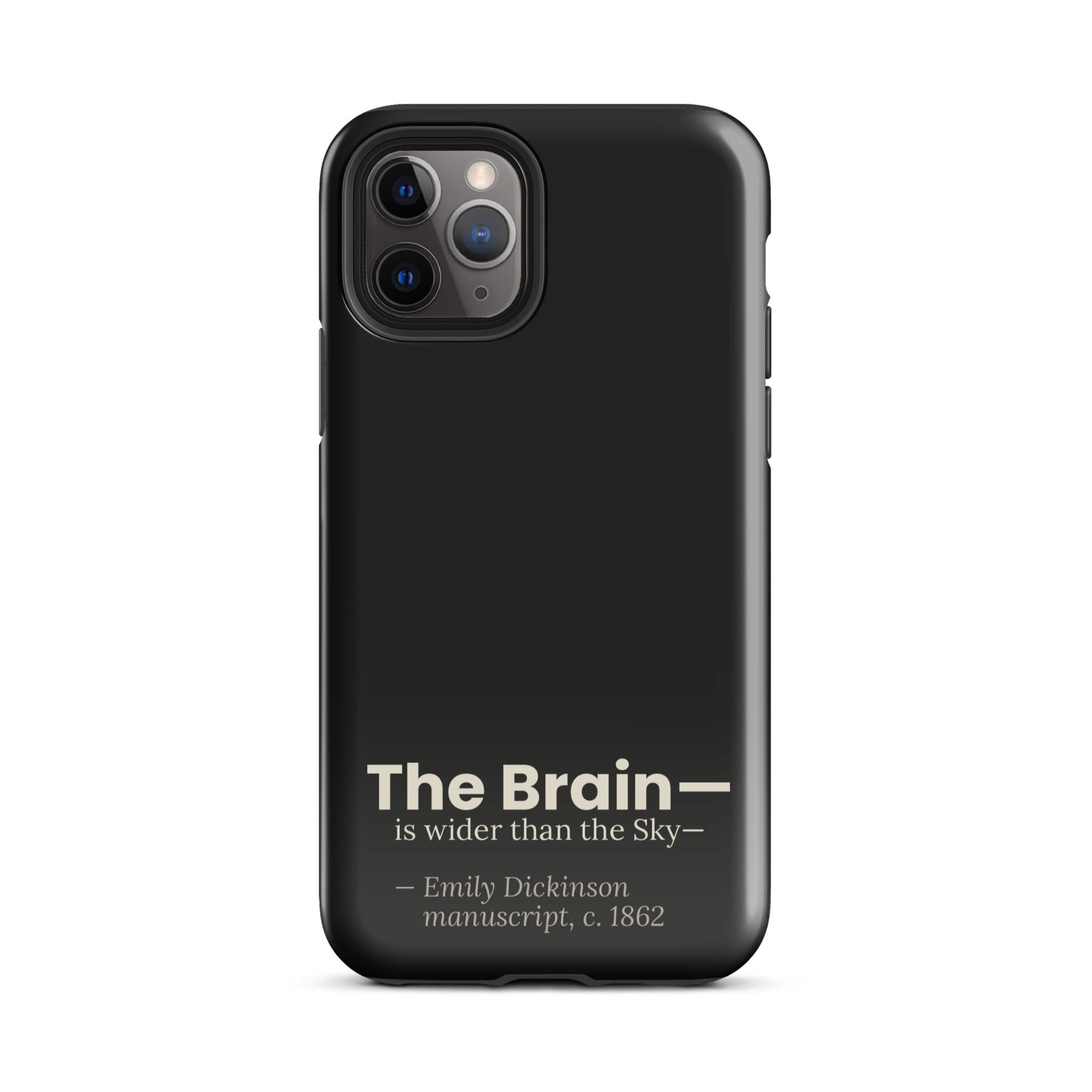 The Wider Sky — Emily Dickinson — phone case — curious mind — black — detail view — Quoteiac